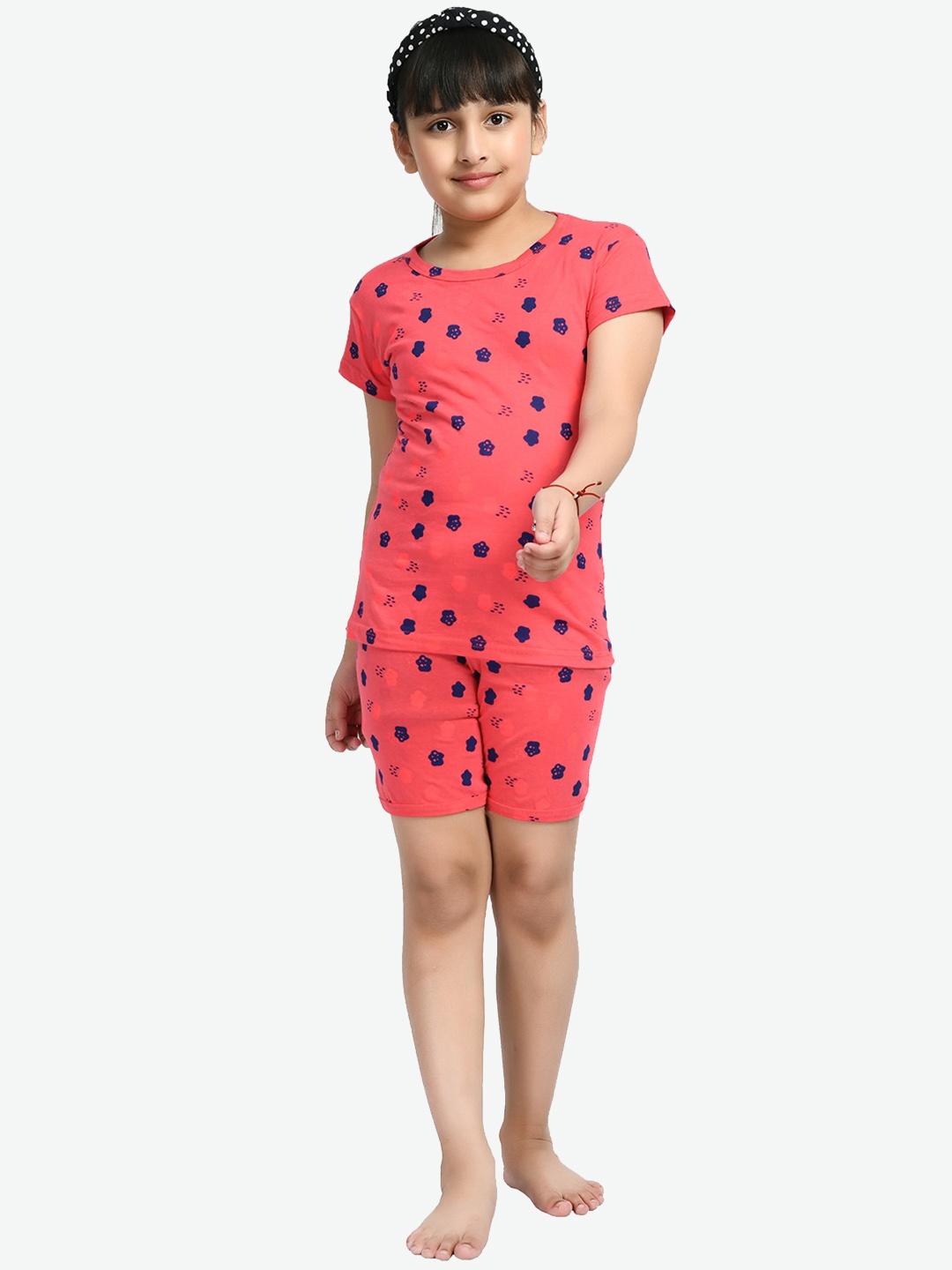 

IndiWeaves Girls Conversational Printed Pure Cotton Night Suit, Rose
