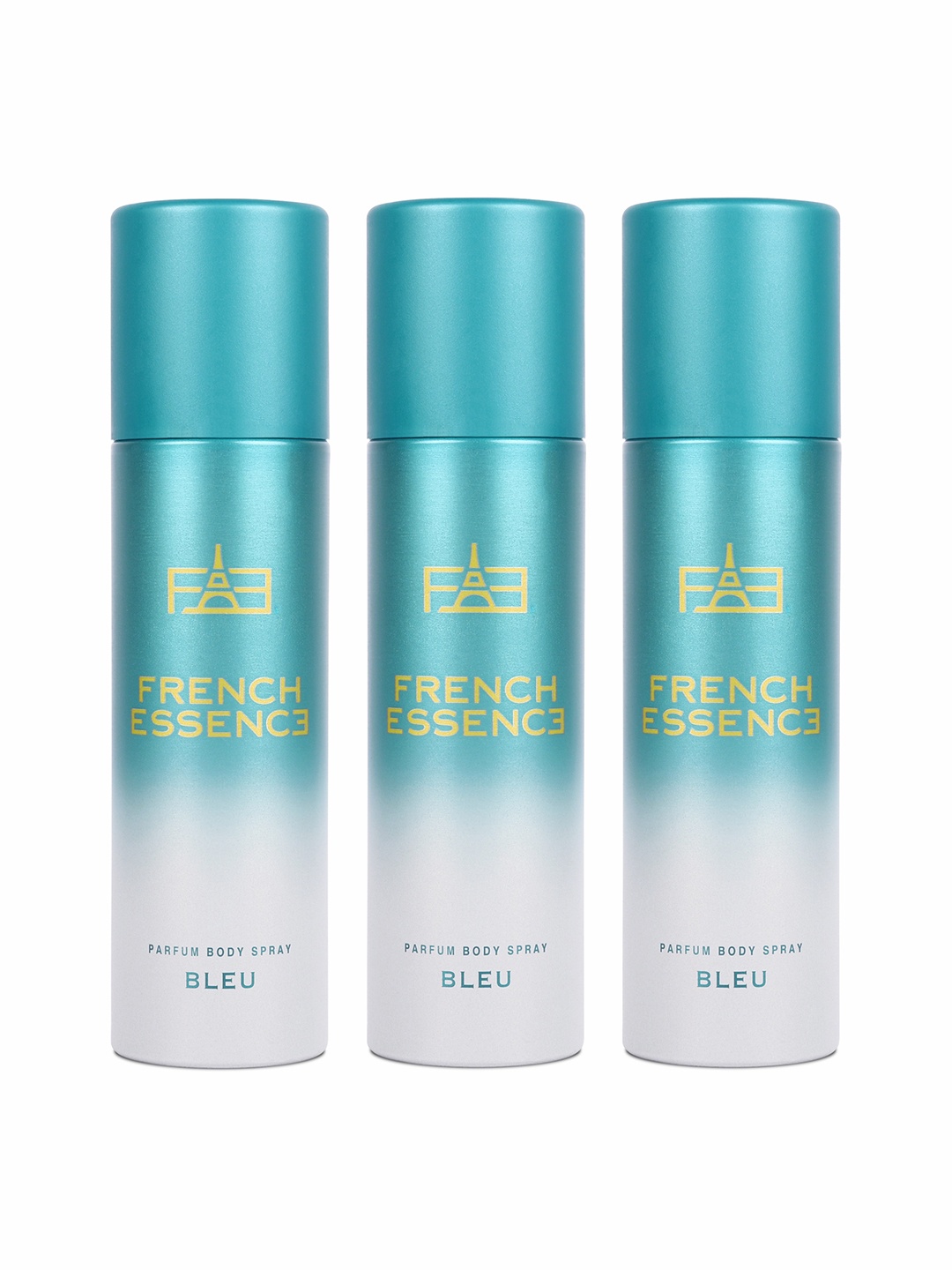 

FRENCH ESSENCE Men Set of 3 Bleu Long Lasting No Gas Deodorant Body Spray - 120 ml each, Blue