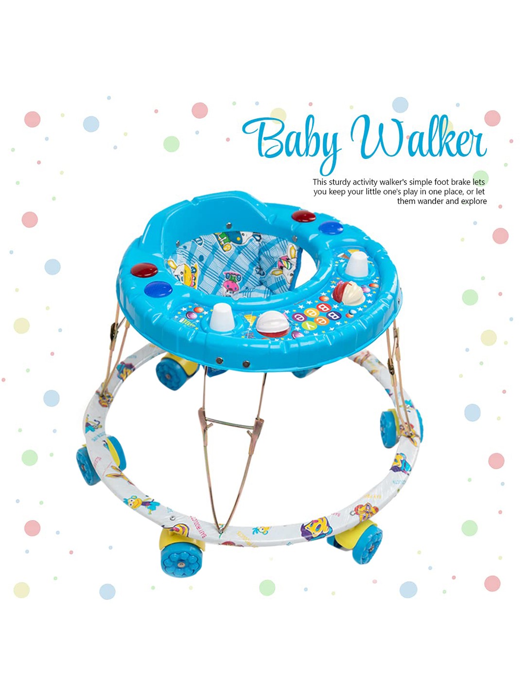 

BeyBee Infants Kids Foldable Musical Walker With Cushion Seat, Blue