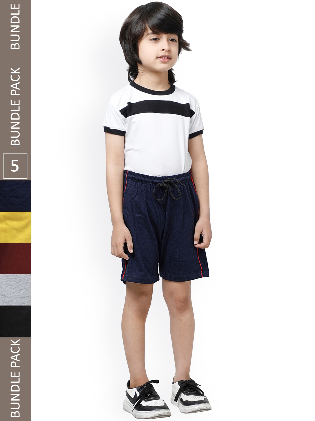 

IndiWeaves Boys Pack of 5 High-Rise Sports Shorts, Black