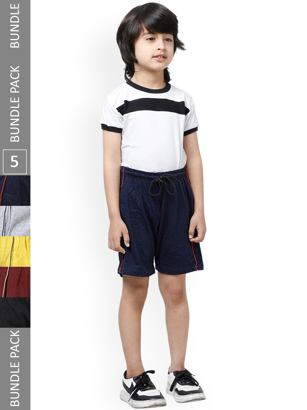 

IndiWeaves Boys Pack Of 5 Pure Cotton Shorts, Yellow