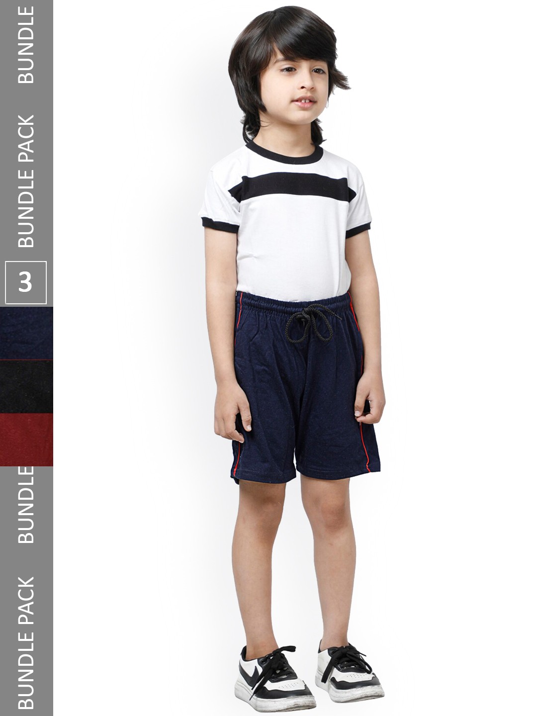 

IndiWeaves Boys Pack Of 3 Pure Cotton Shorts, Navy blue