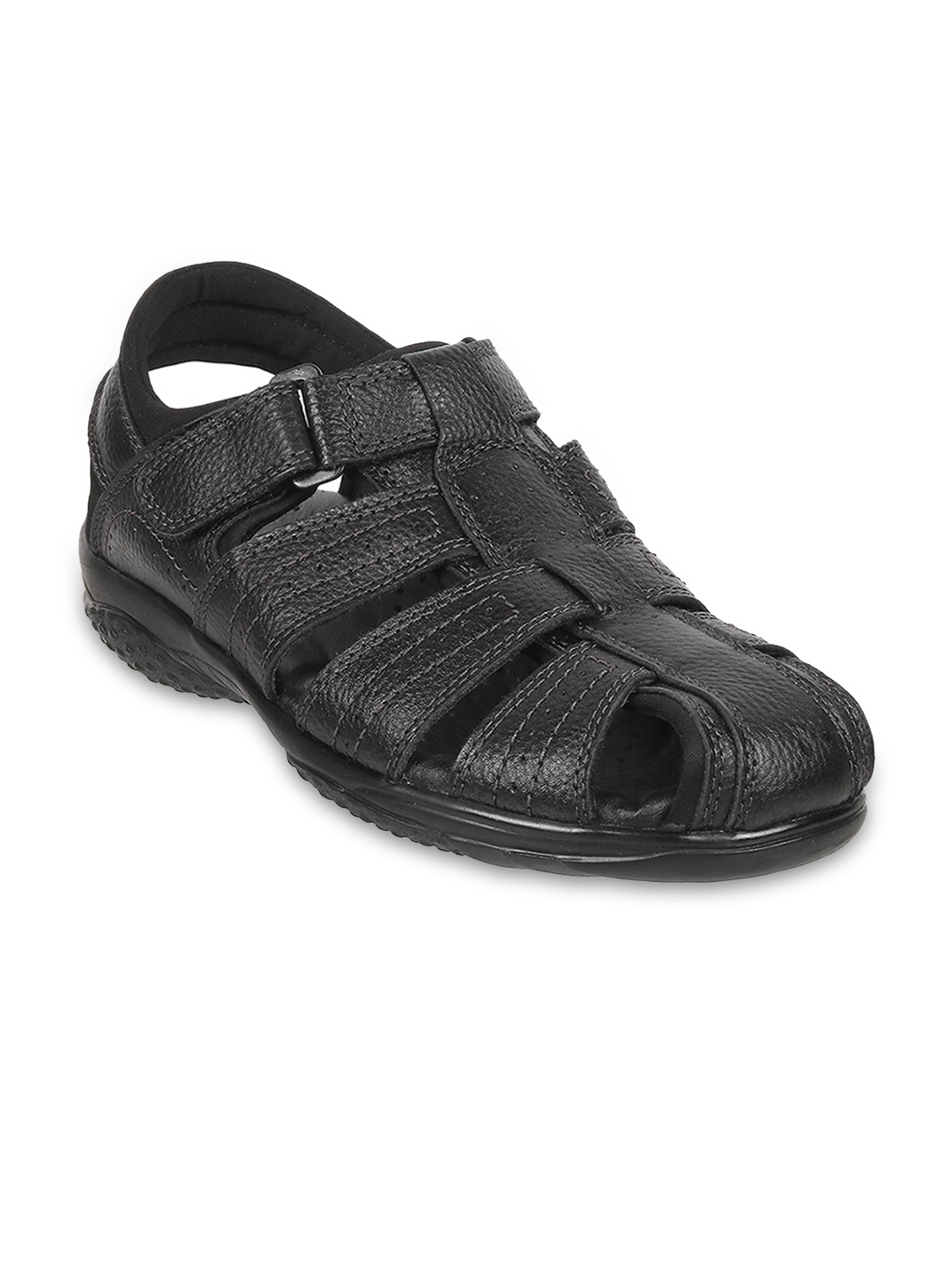 

Biofoot Men Textured Leather Fisherman Sandals, Black
