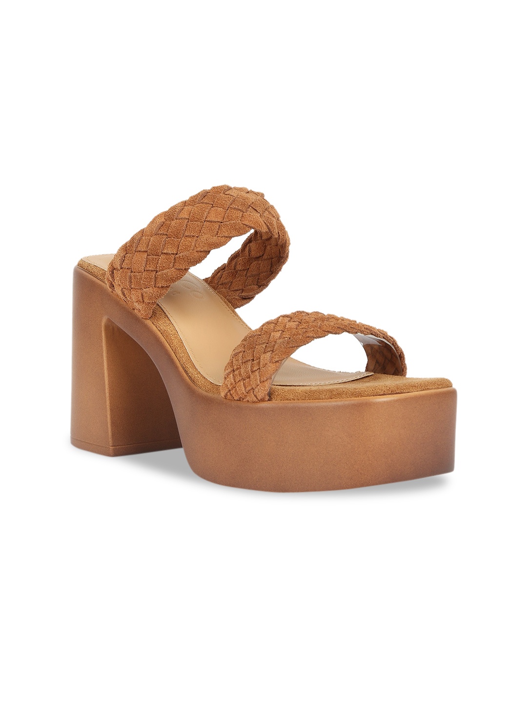

RAG & CO Braided Detail Suede Platform Heels, Tan