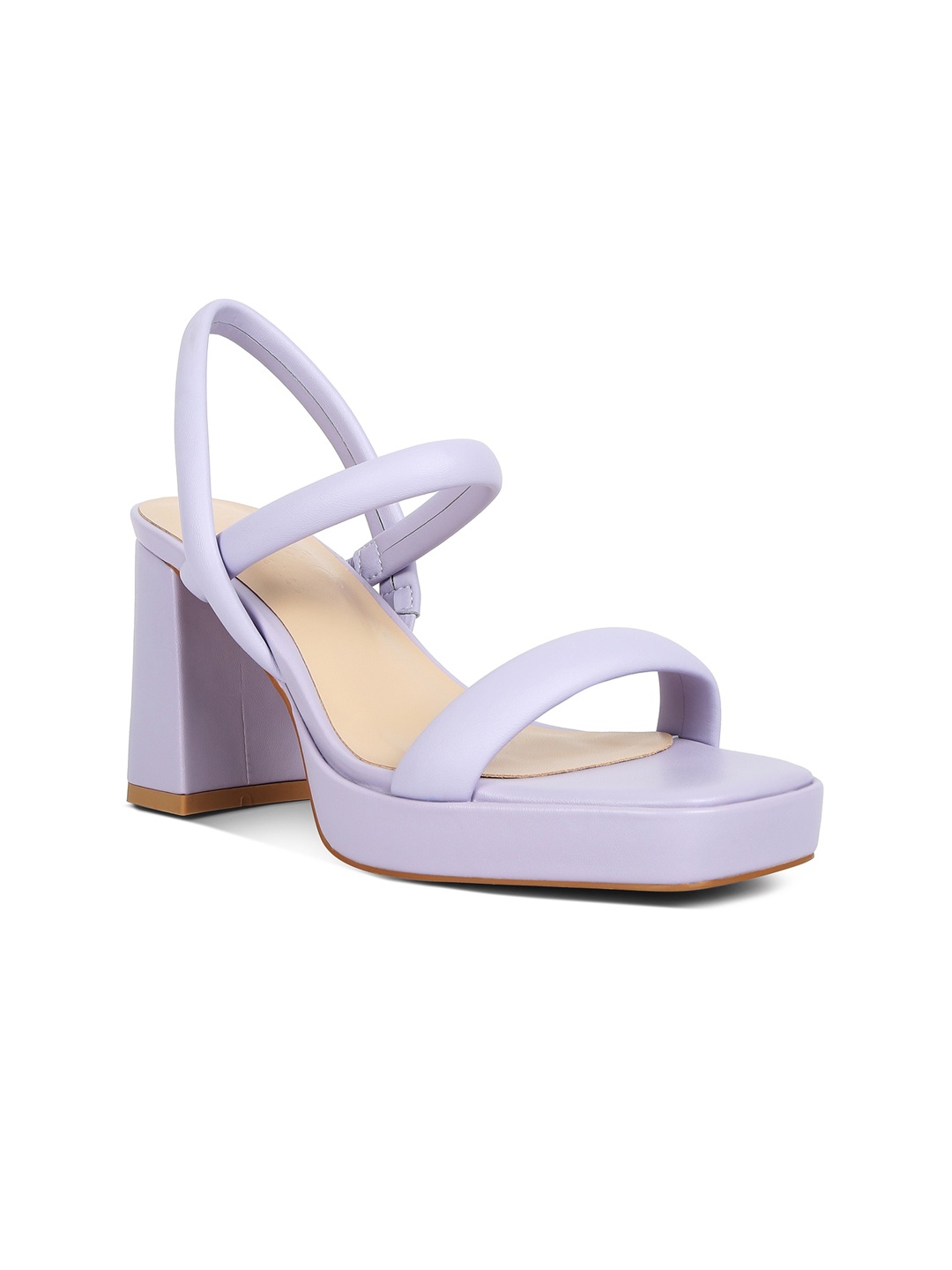 

RAG & CO Open Toe Block Heels With Backstrap, Lavender