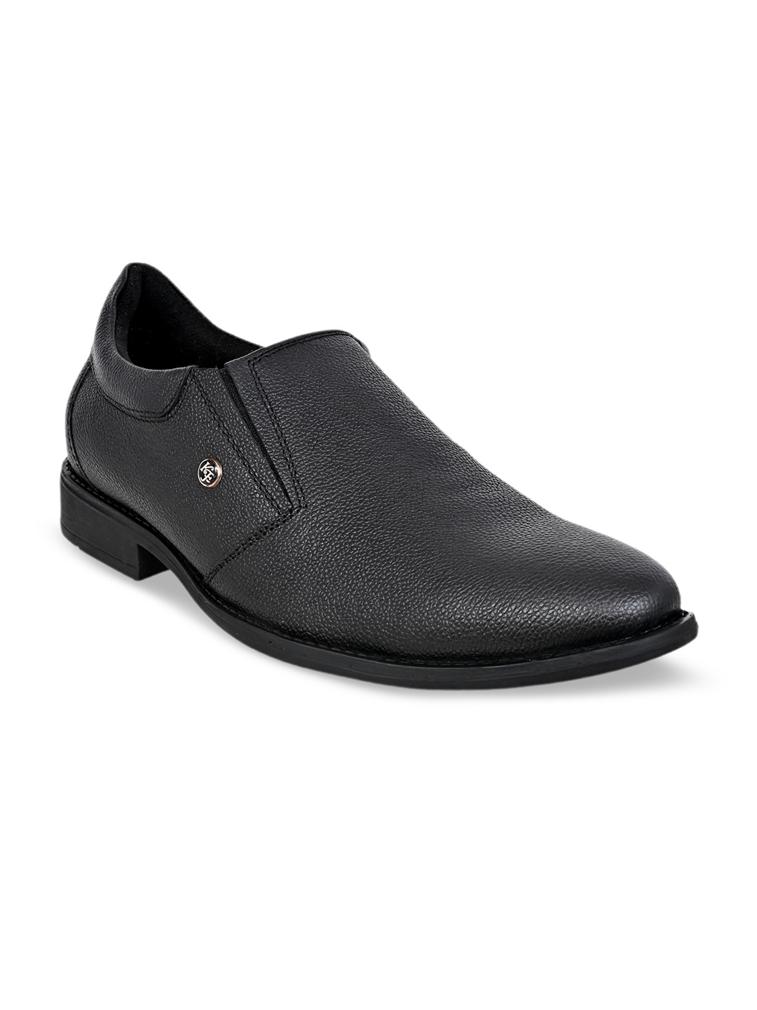 

KICKSFIRE Men Textured Leather Formal Slip-On Shoes, Black