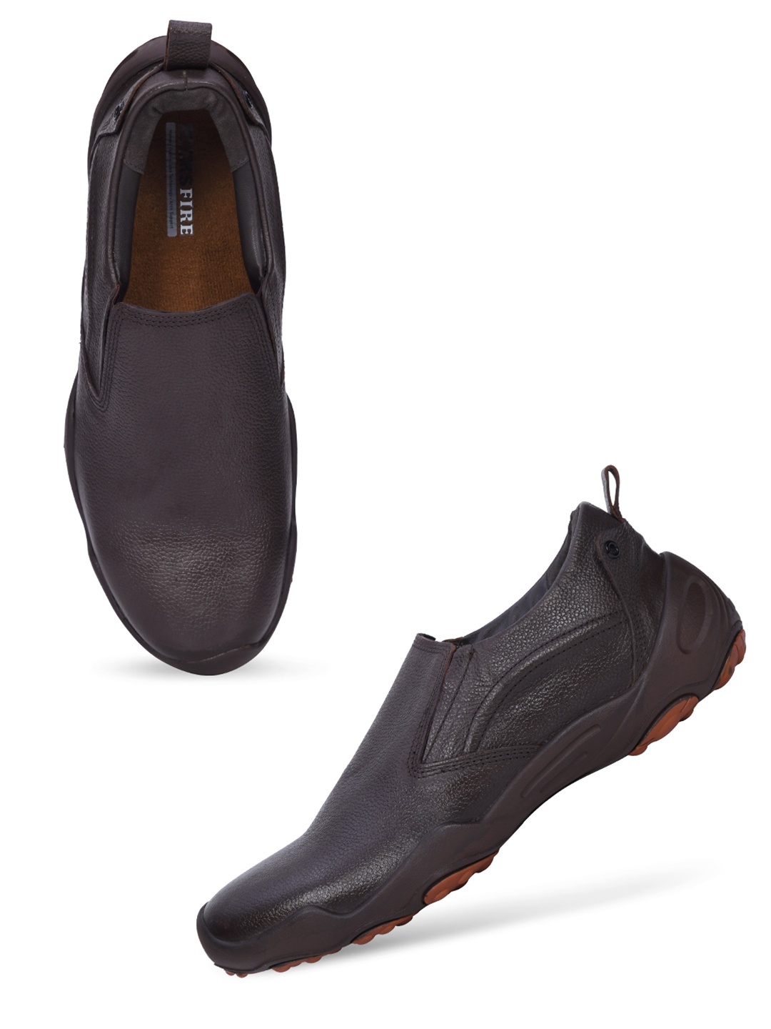 

KICKSFIRE Men Leather Formal Slip-On Shoes, Brown