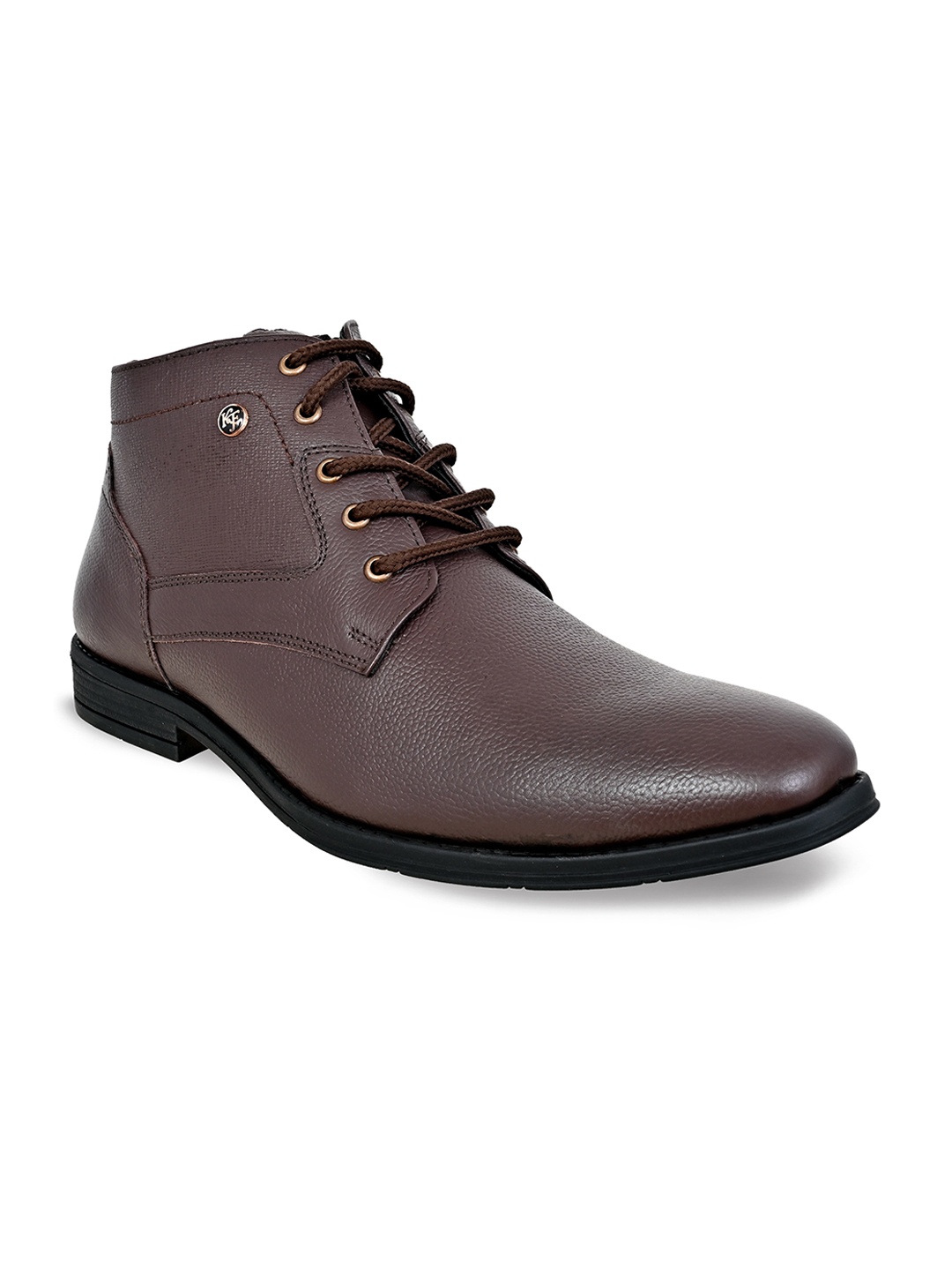 

KICKSFIRE Men Textured Genuine Leather Regular Boots, Brown