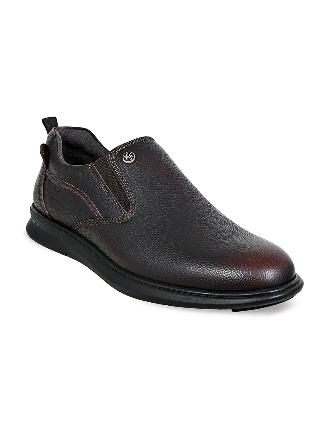 

KICKSFIRE Men Textured Antibacterial Memory Foam Leather Loafers, Brown