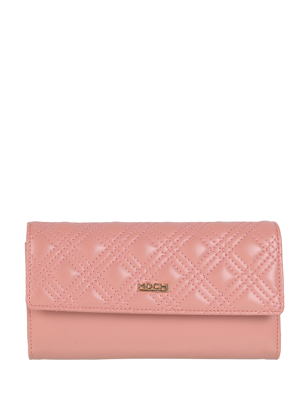 

Mochi Women Quilted PU Three Fold Wallet, Peach