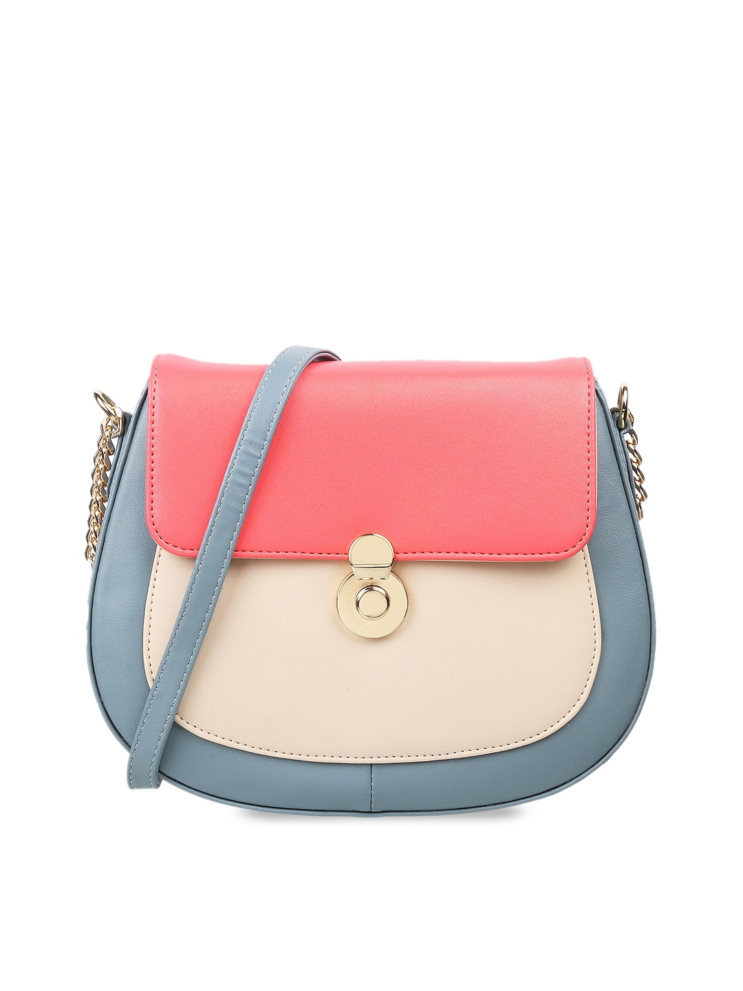 

Mochi Colourblocked Structured Sling Bag, Pink