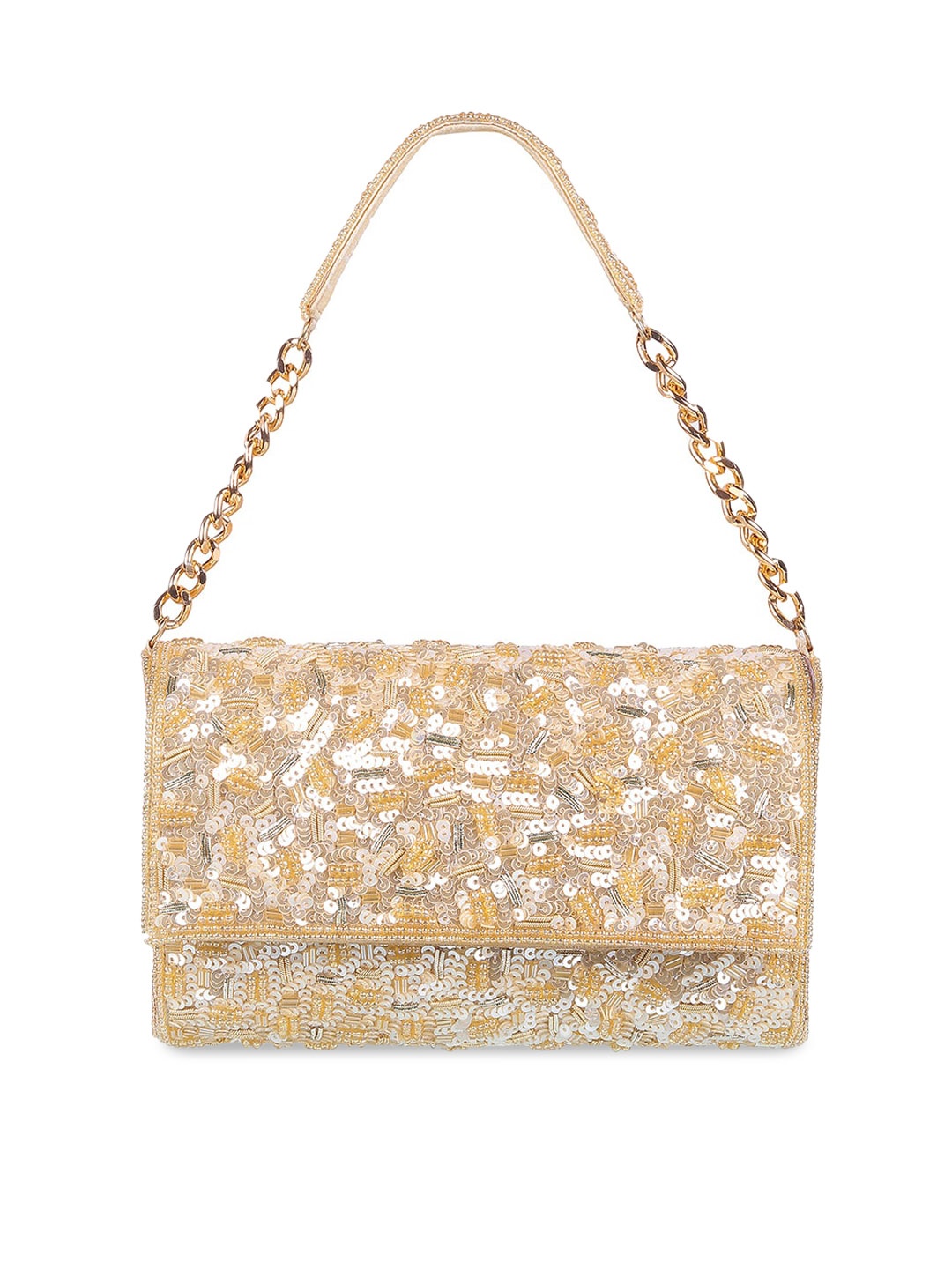 

Mochi Embellished Structured Shoulder Bag, Gold