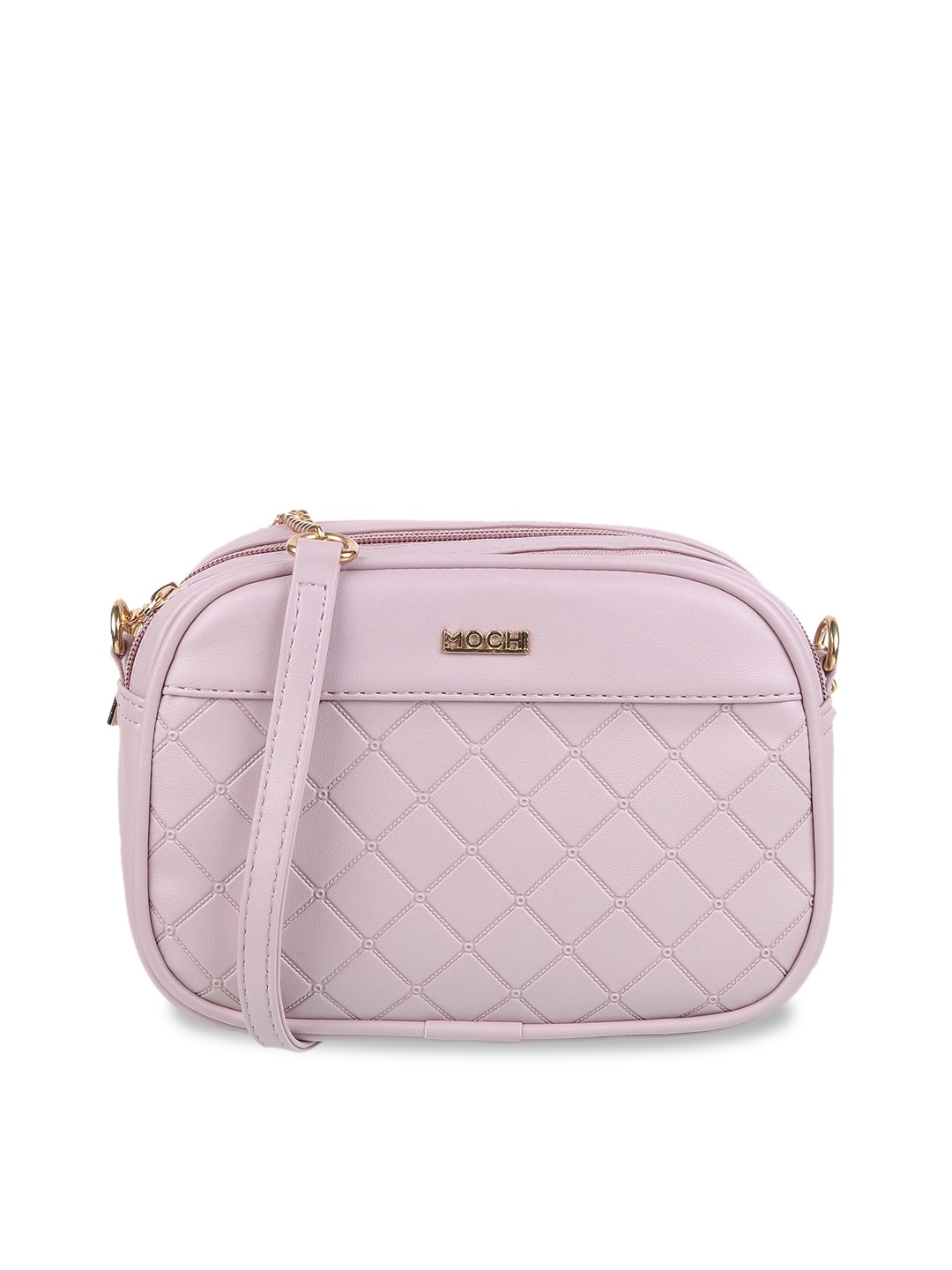 

Mochi Textured Structured Sling Bag with Quilted, Purple