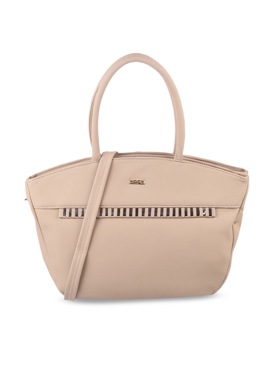 

Mochi Cut Work Structured Shoulder Bag, Beige