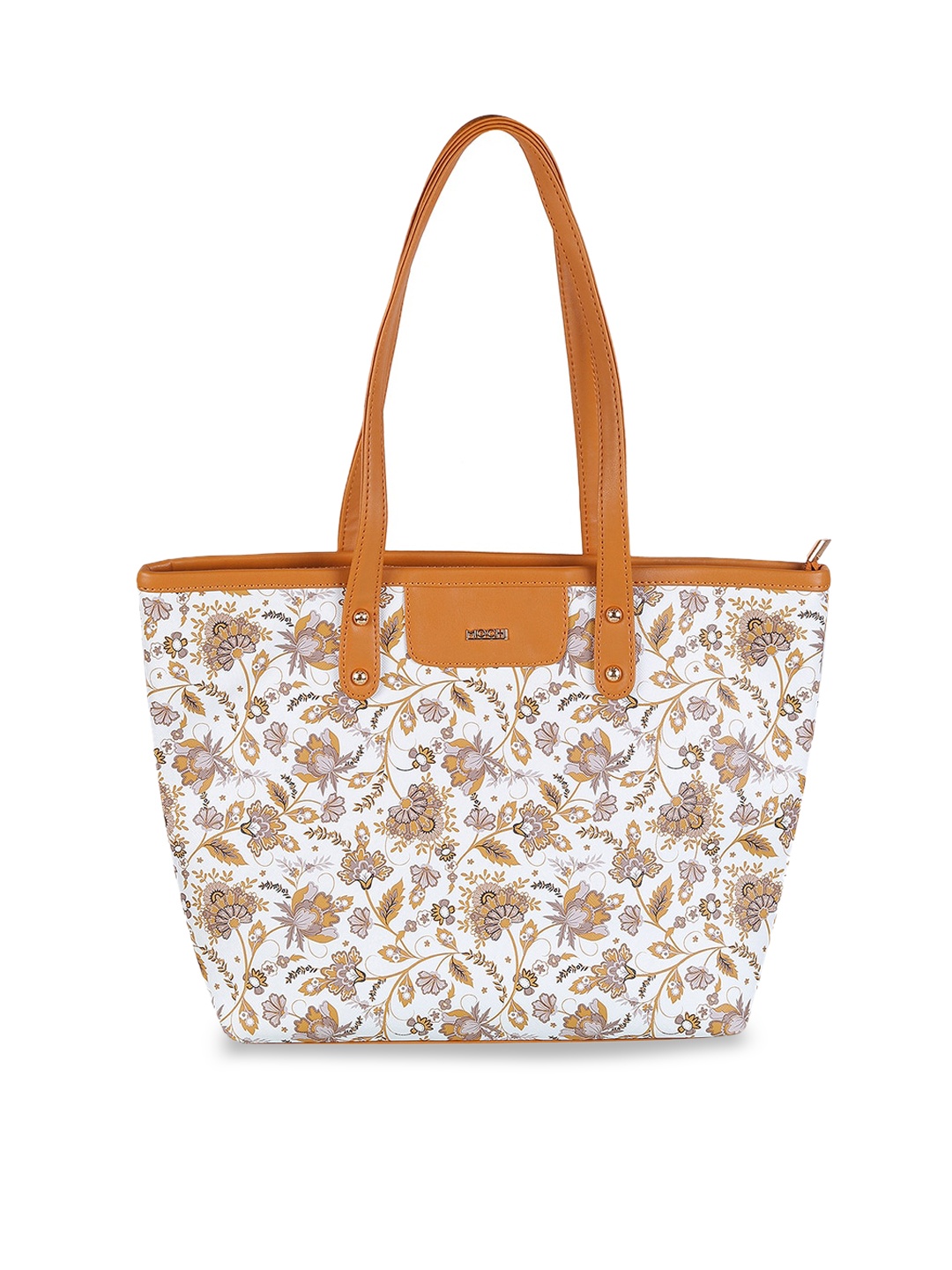 

Mochi Floral Printed Structured Tote Bag, White