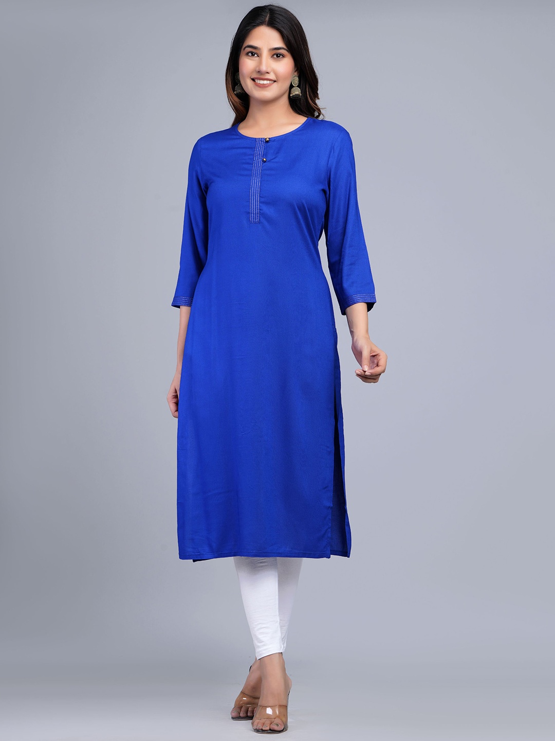 

The Kurta Express Thread Work Straight Kurtas, Blue