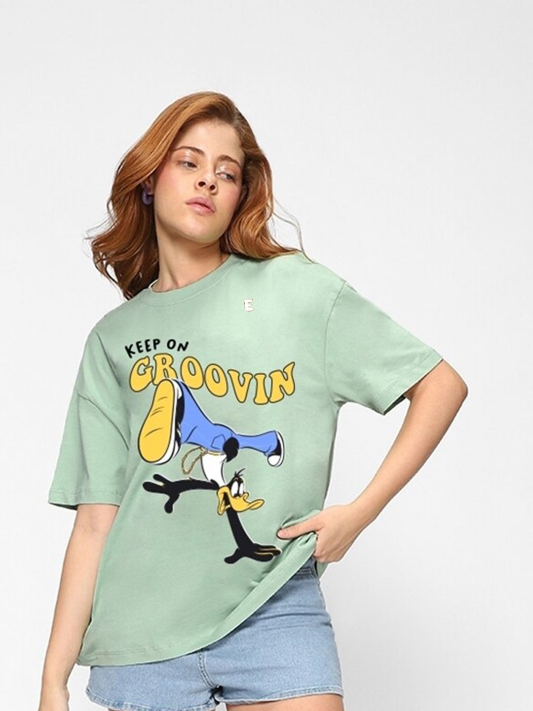 

Bewakoof Green & Yellow Graphic Printed Drop-Shoulder Sleeves Cotton Oversized T-shirt