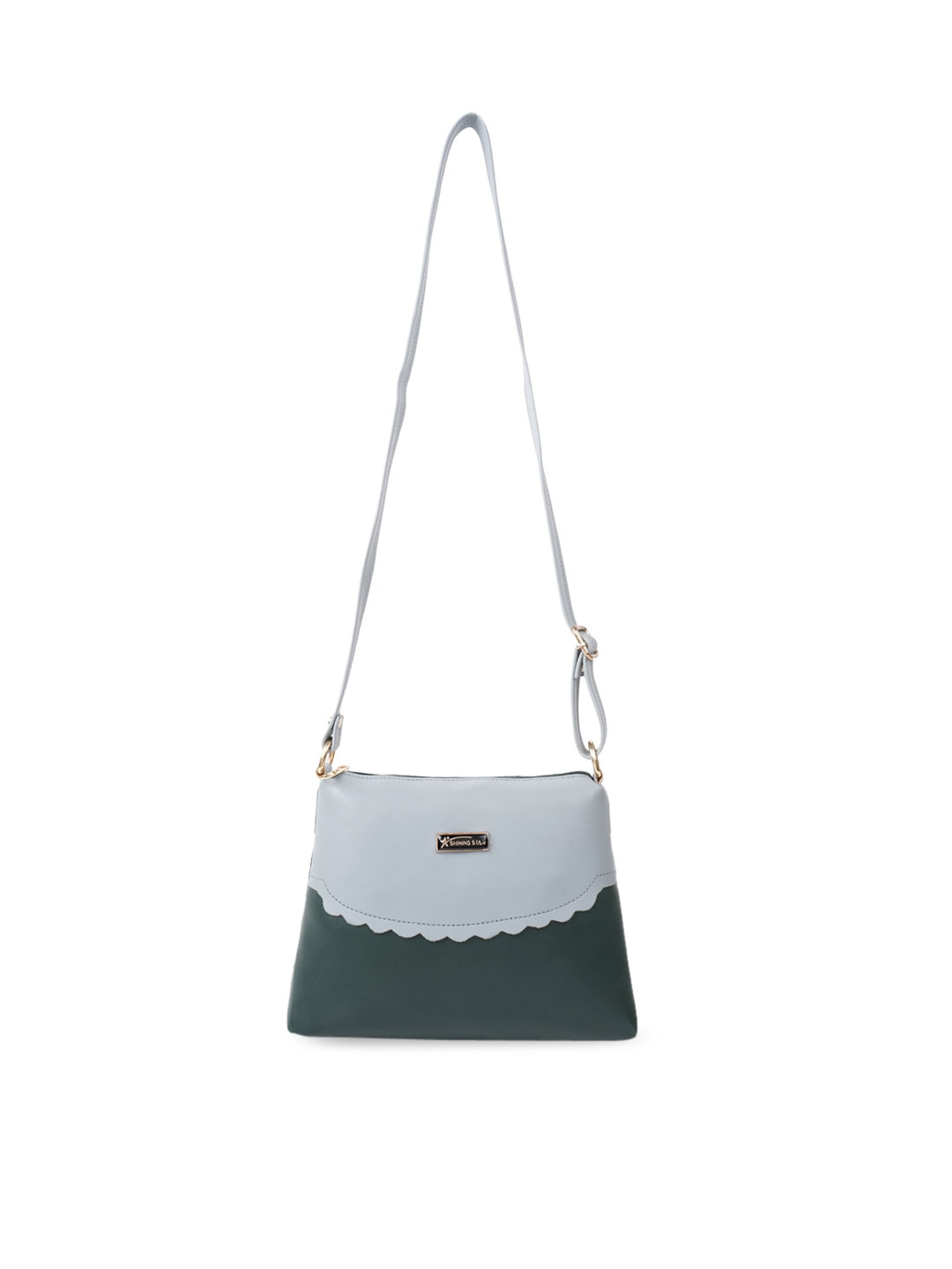 

SHINING STAR Colourblocked Structured Sling Bag, Green