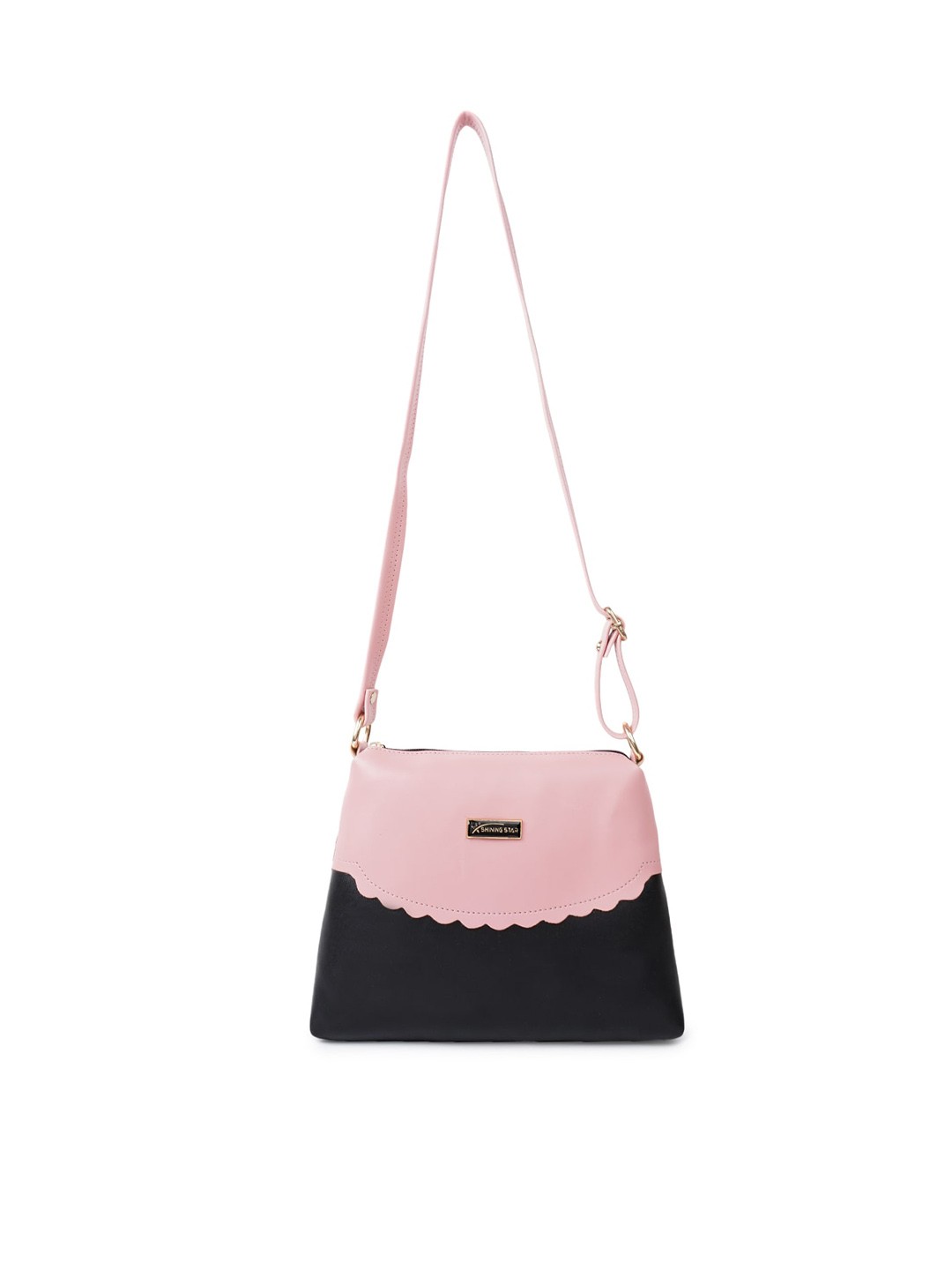 

SHINING STAR Colourblocked Structured Sling Bag, Black