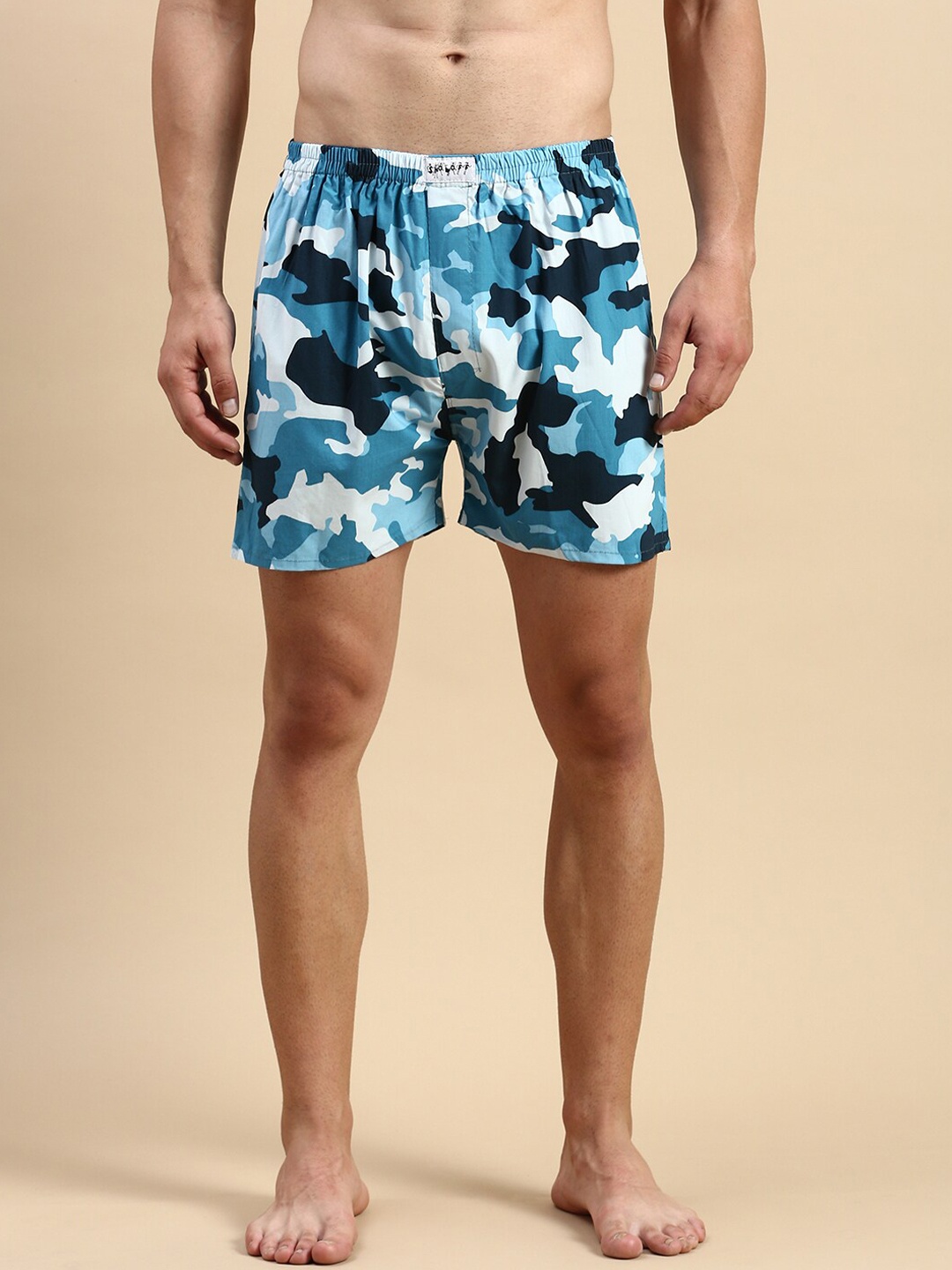 

SHOWOFF Men Mid-Rise Printed Cotton Boxers, Blue