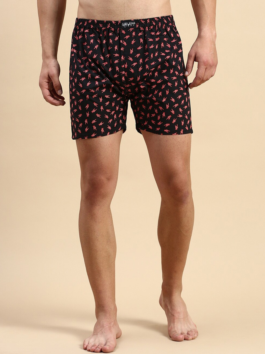 

SHOWOFF Printed Cotton Boxers, Black