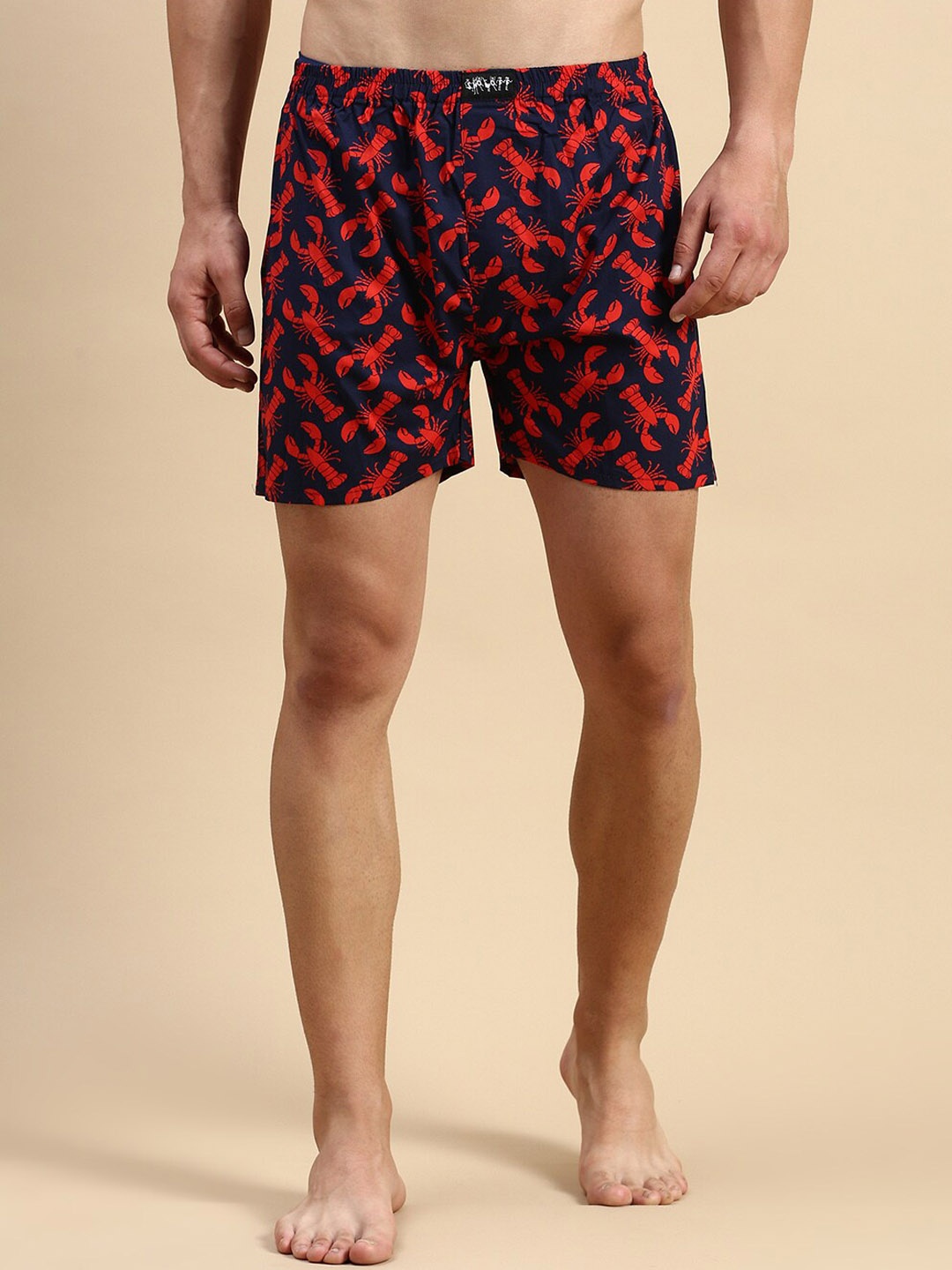 

SHOWOFF Men Mid-Rise Printed Cotton Boxers, Navy blue