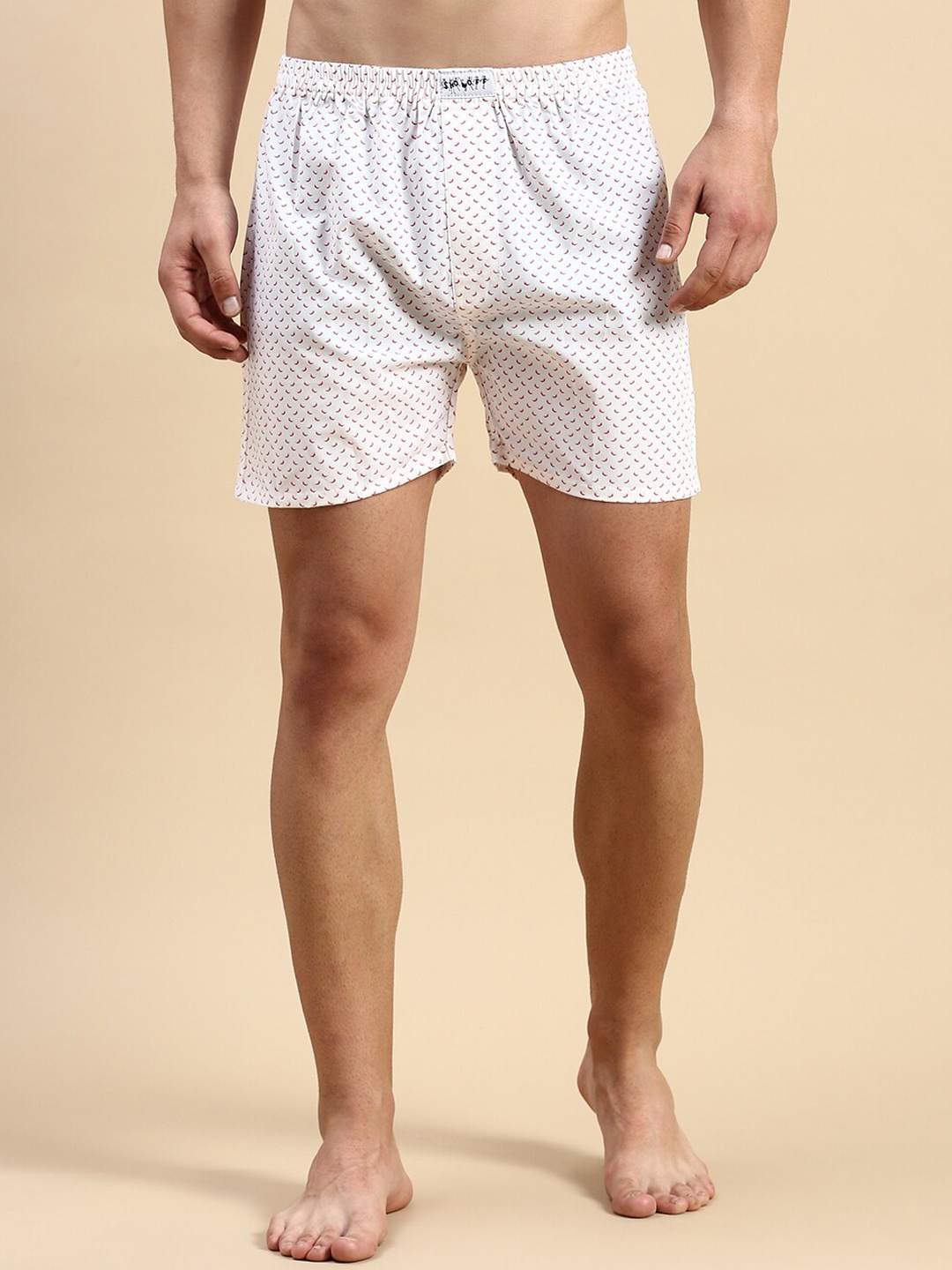 

SHOWOFF Men Conversational Printed Cotton Slim fit Boxer, White