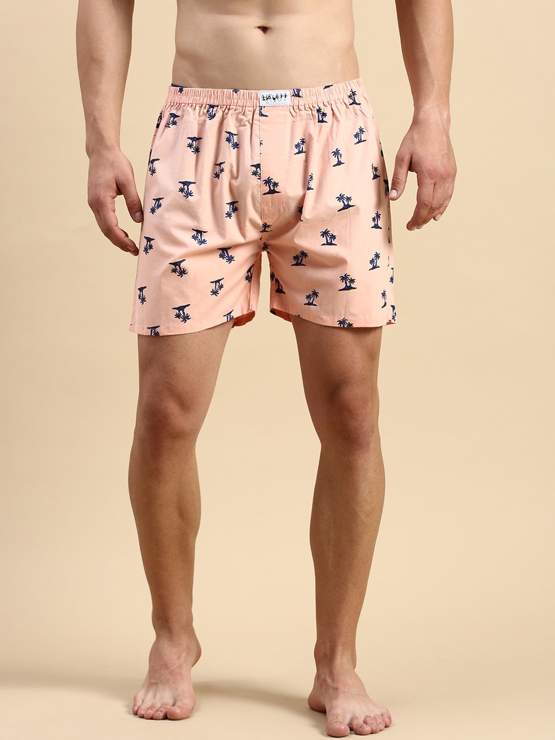 

SHOWOFF Men Printed Slim-Fit Cotton Boxers, Peach