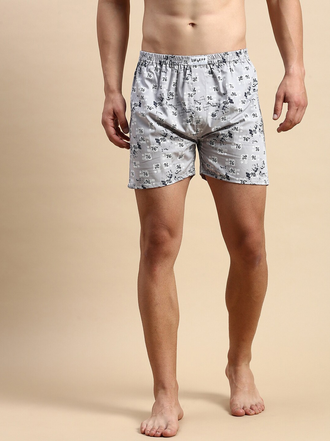 

SHOWOFF Men Typography Printed Cotton Boxers, Grey