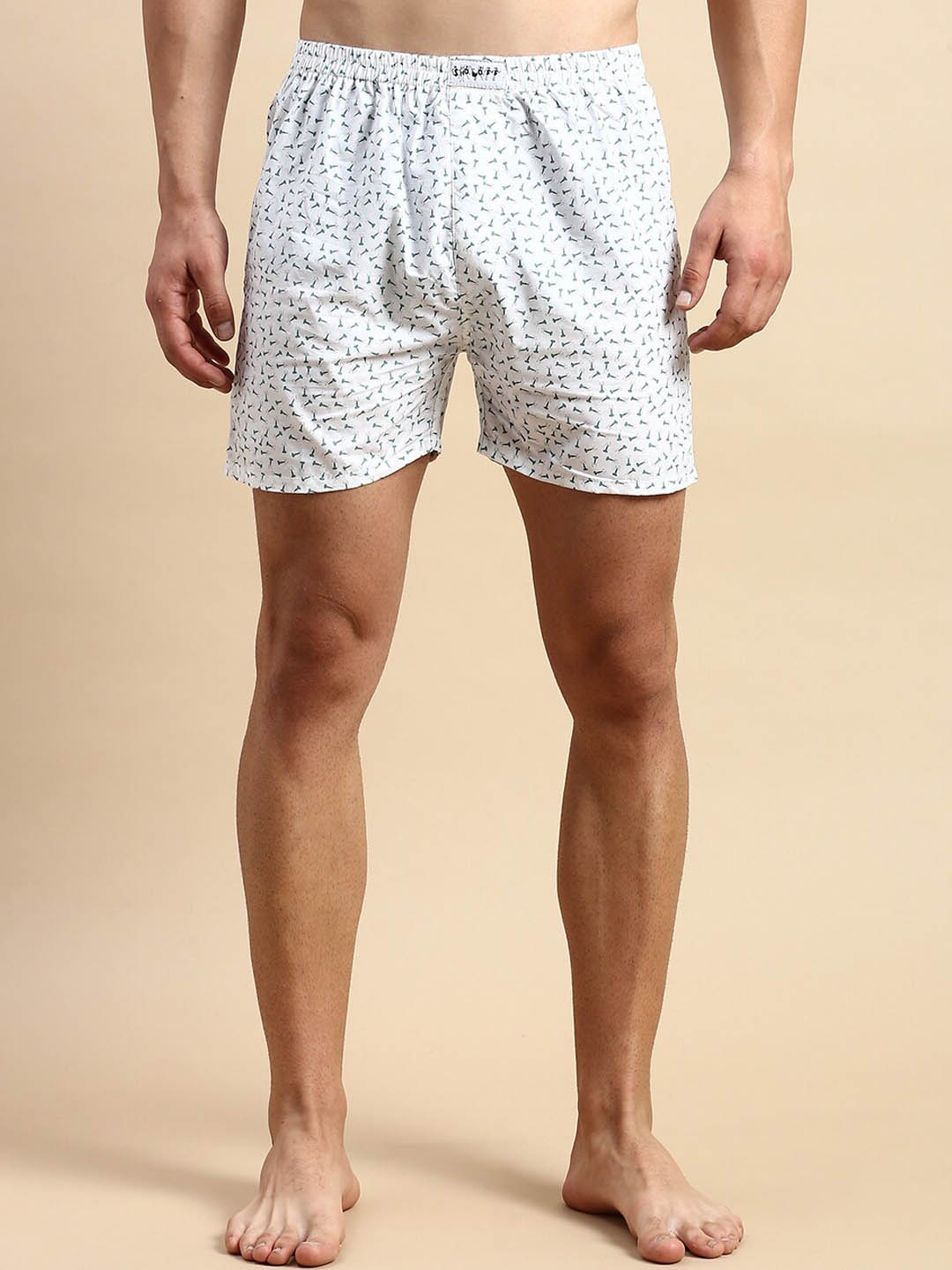 

SHOWOFF Men Mid-Rise Printed Cotton Boxers, White