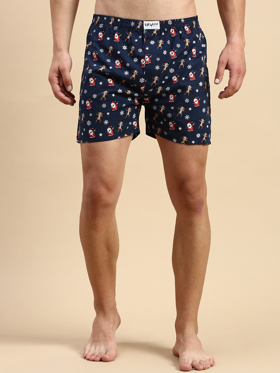

SHOWOFF Men Mid-Rise Printed Cotton Boxers, Navy blue