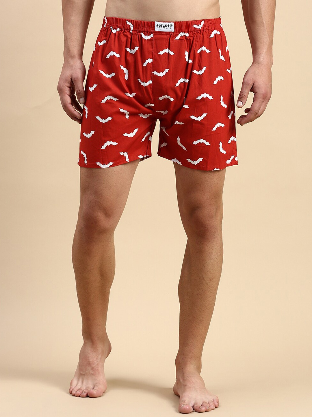 

SHOWOFF Men Conversational Printed Cotton Slim fit Boxer, Red