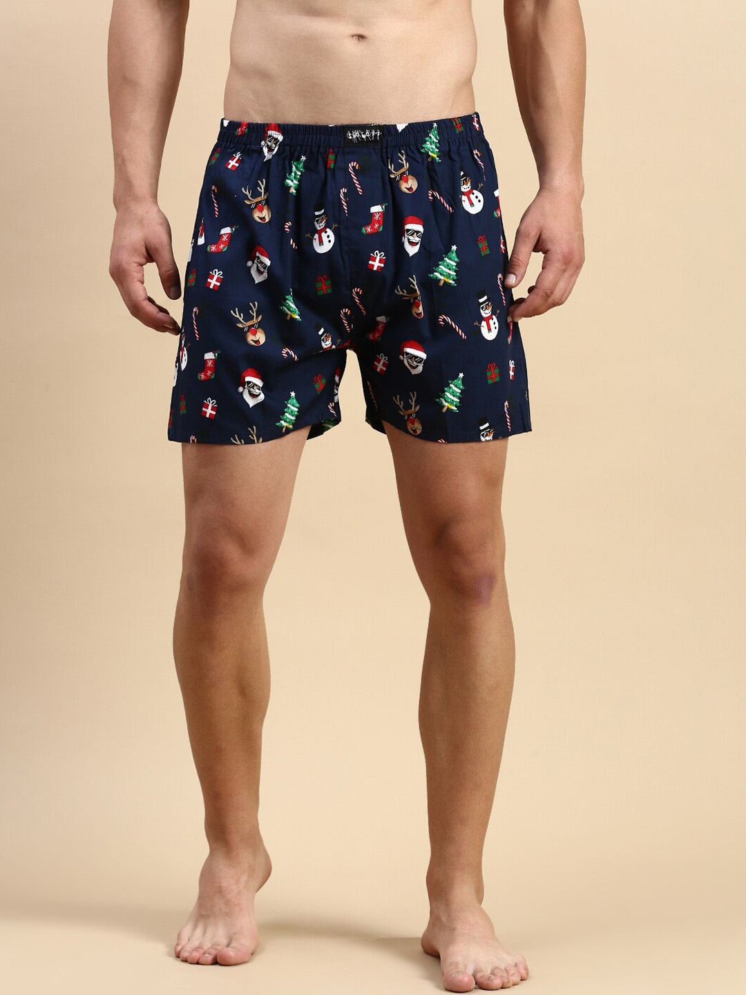 

SHOWOFF Men Navy Blue Printed Cotton Boxers