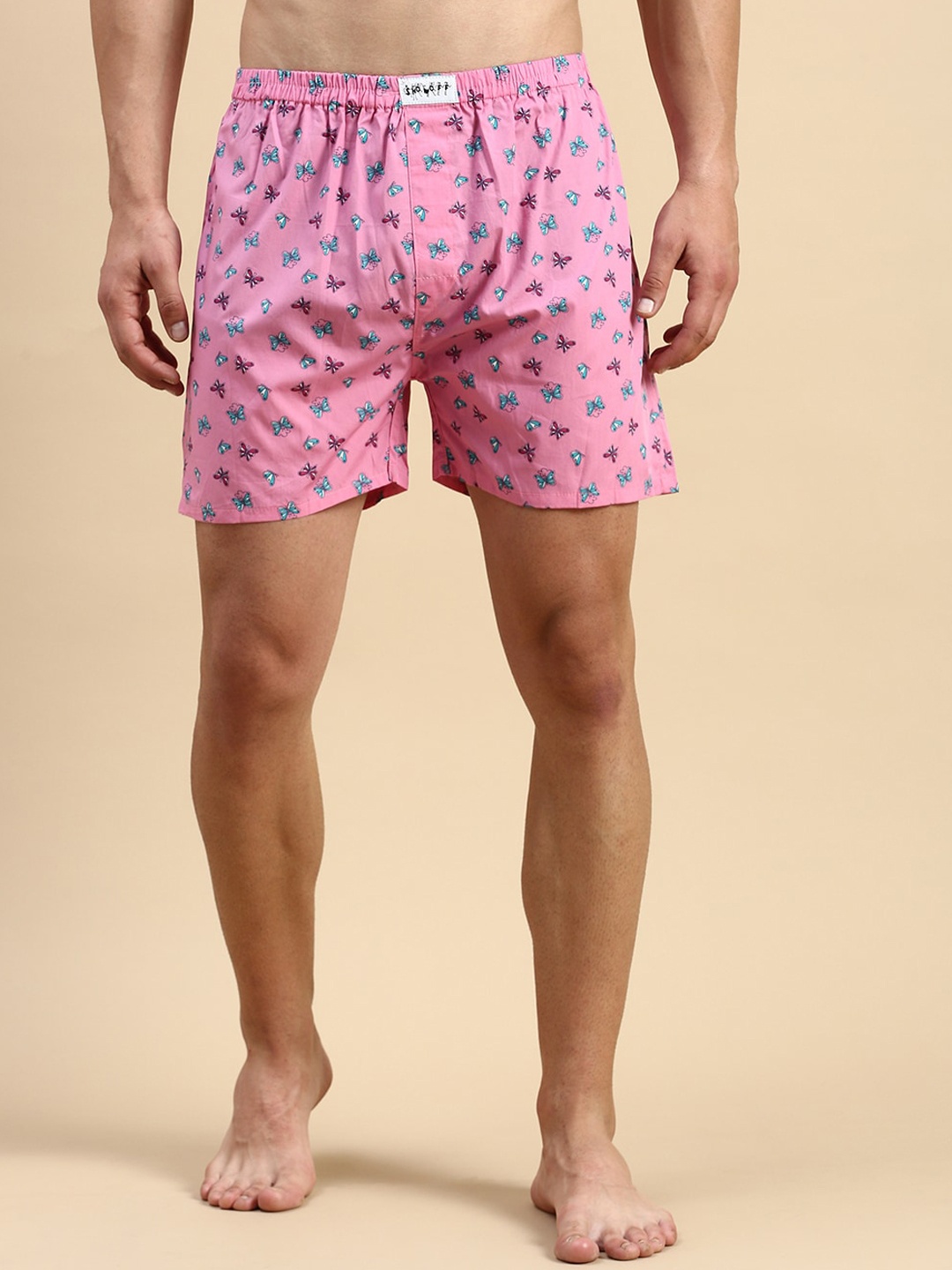 

SHOWOFF Men Mid-Rise Printed Cotton Boxers, Pink
