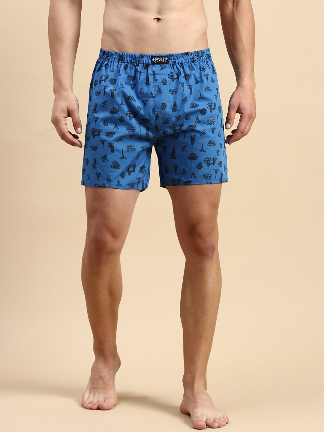 

SHOWOFF Printed Cotton Boxers, Blue