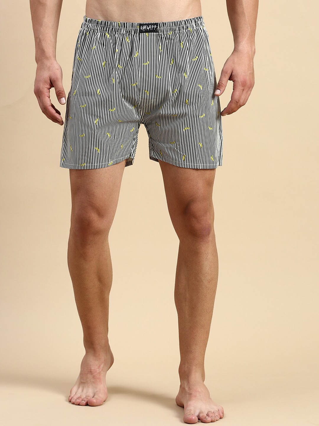 

SHOWOFF Men Mid-Rise Printed Cotton Boxers, White