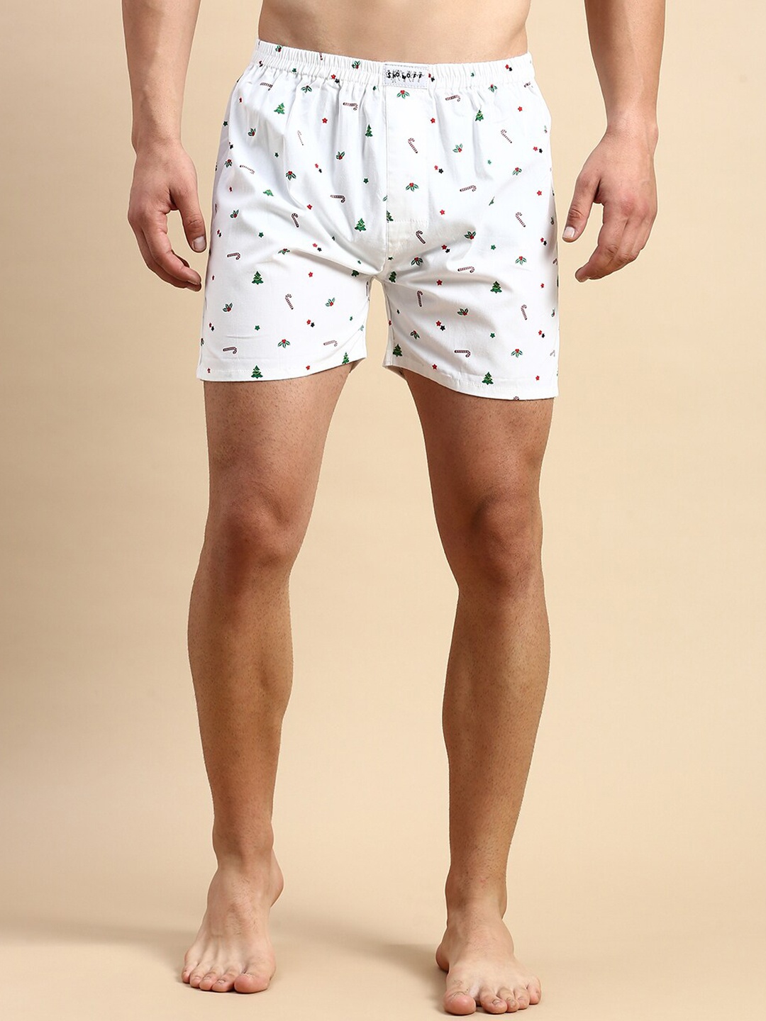 

SHOWOFF Men Printed Cotton Boxers, White