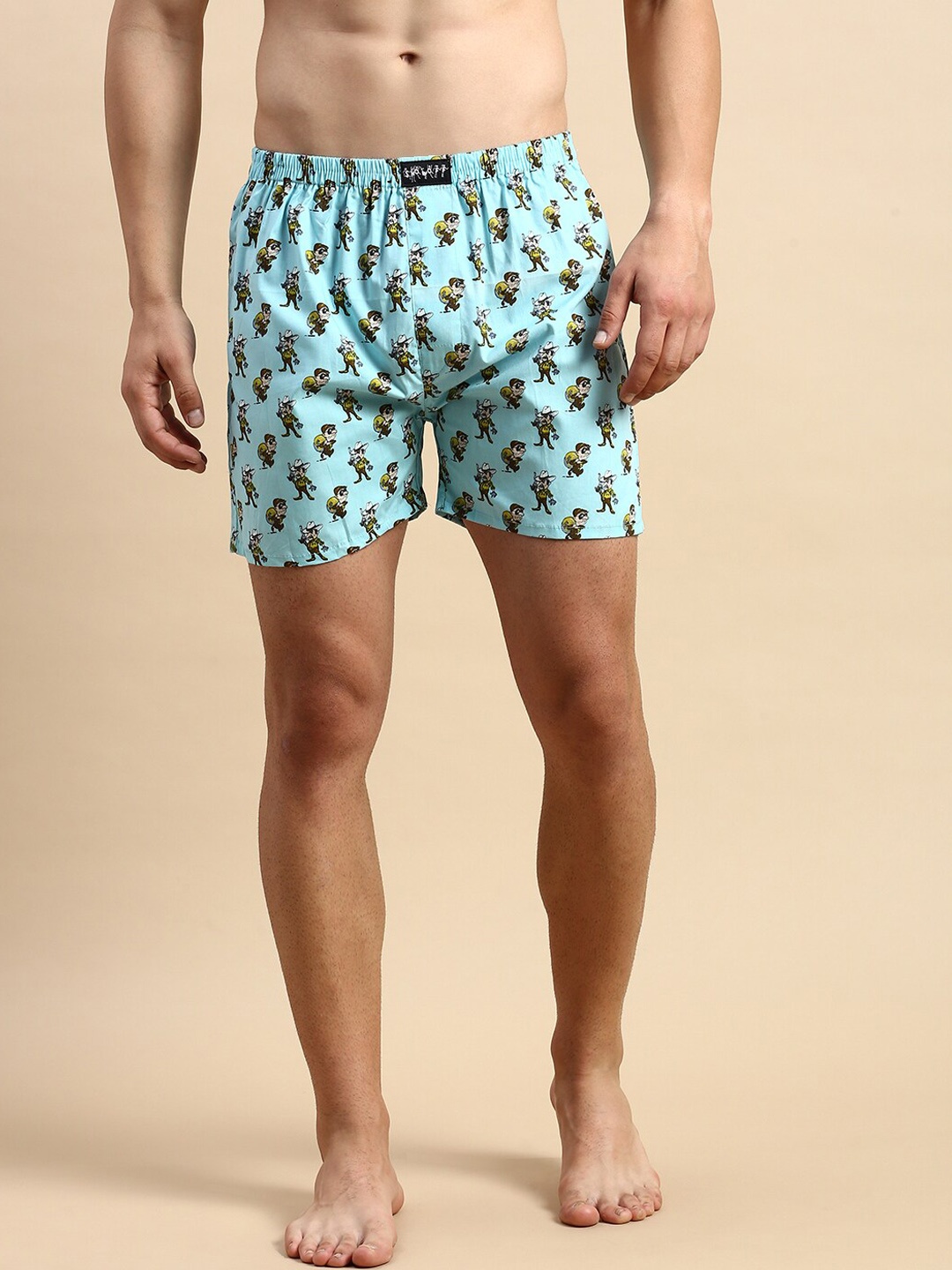 

SHOWOFF Men Printed Cotton Boxers, Turquoise blue