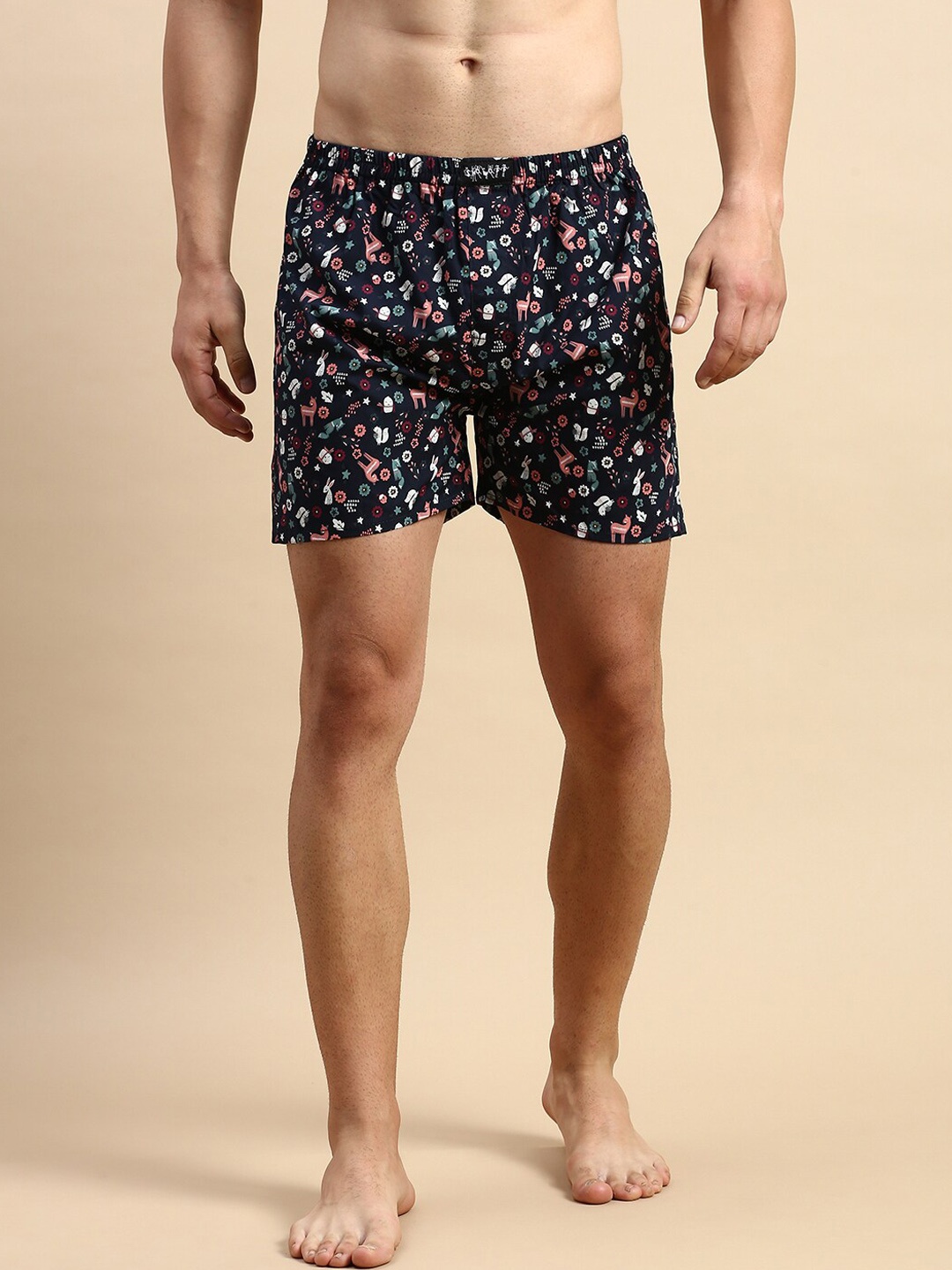 

SHOWOFF Men Mid-Rise Printed Cotton Boxers, Navy blue