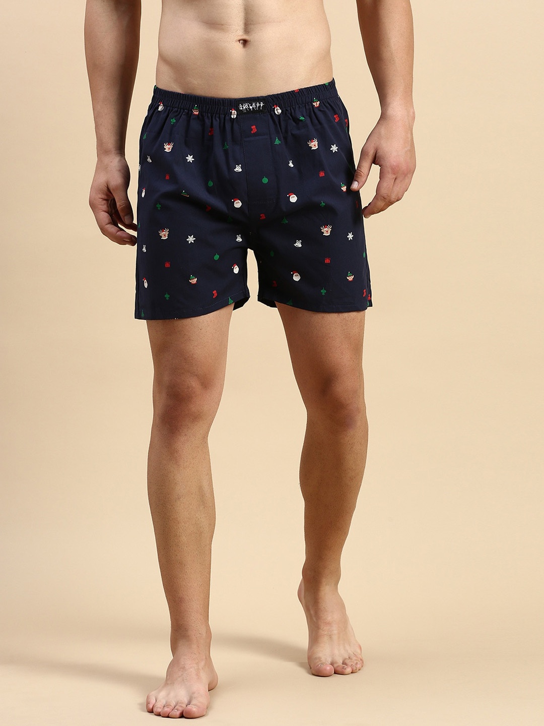 

SHOWOFF Men Printed Cotton Boxers, Navy blue
