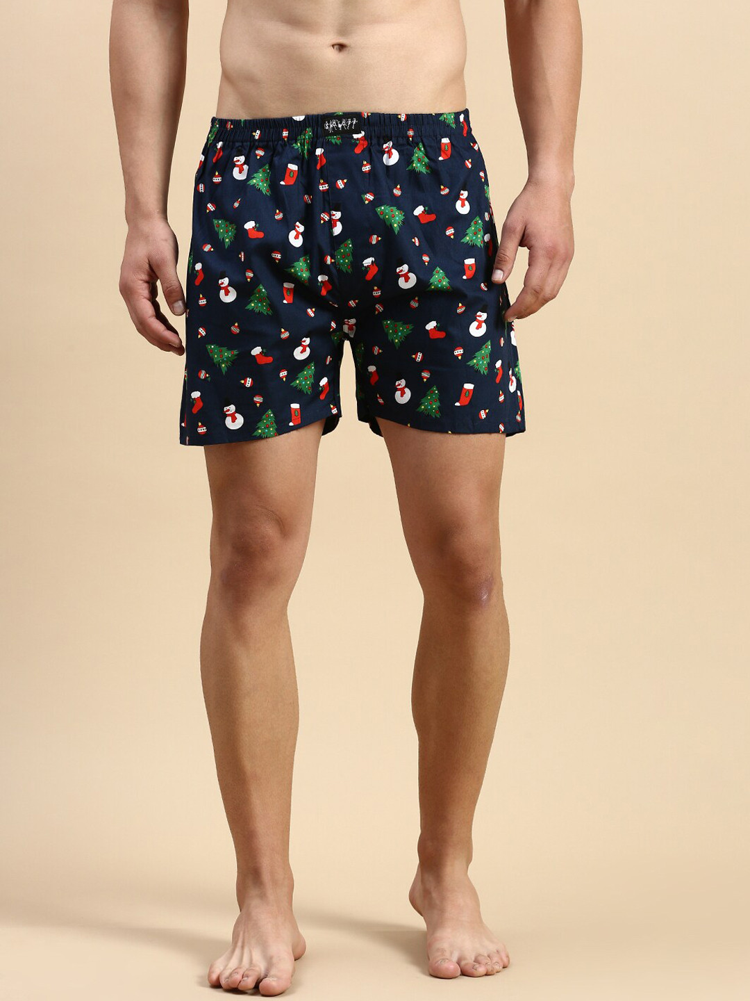 

SHOWOFF Men Printed Slim-Fit Cotton Boxers, Navy blue