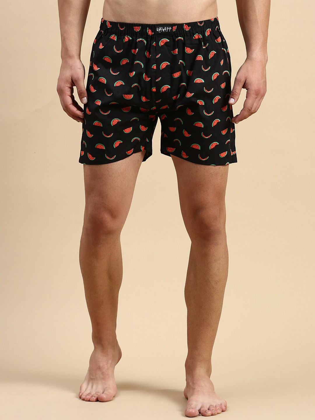 

SHOWOFF Men Printed Cotton Boxers, Black