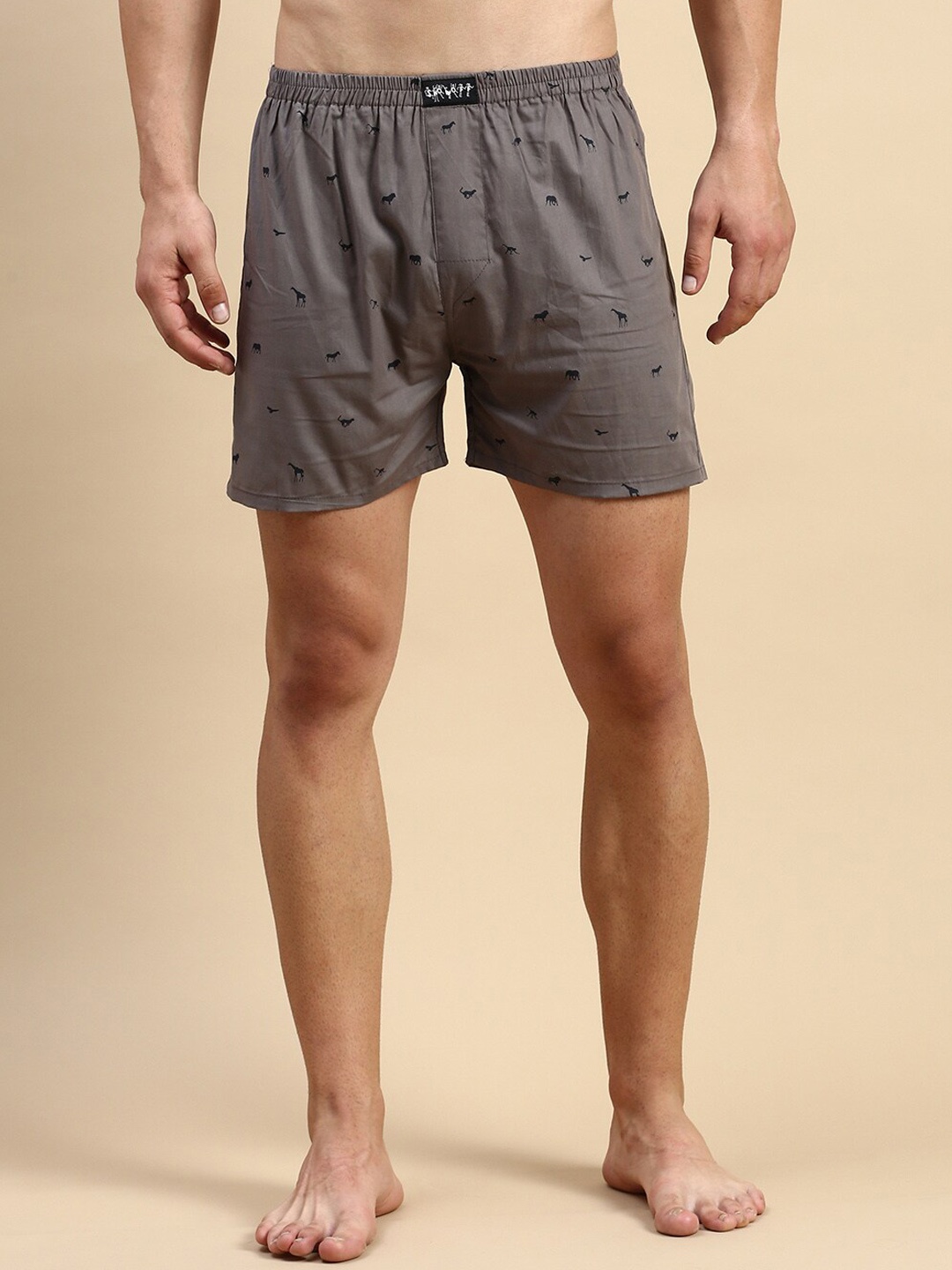 

SHOWOFF Men Printed Cotton Boxers, Grey