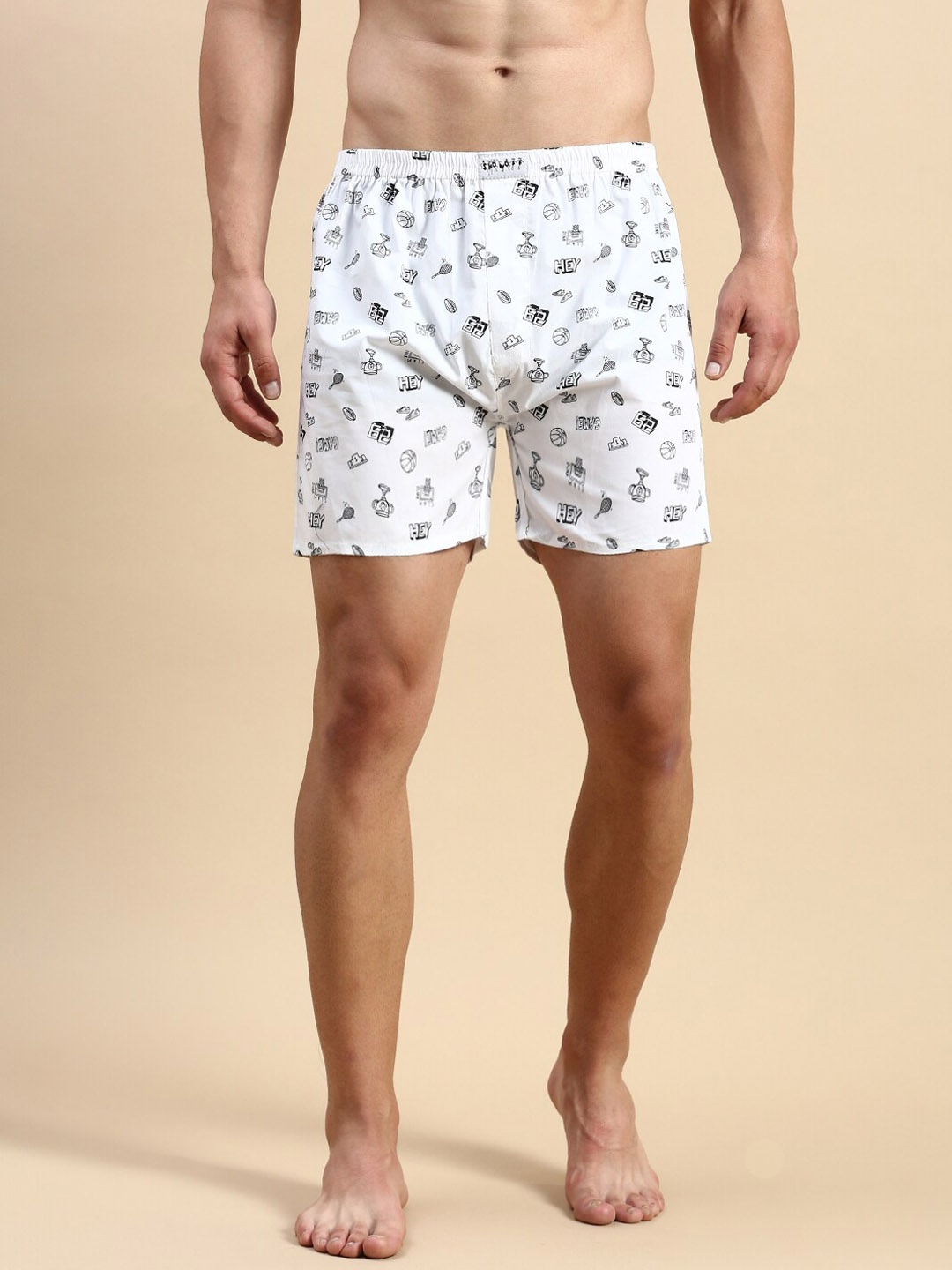 

SHOWOFF Men Printed Cotton Boxers, White