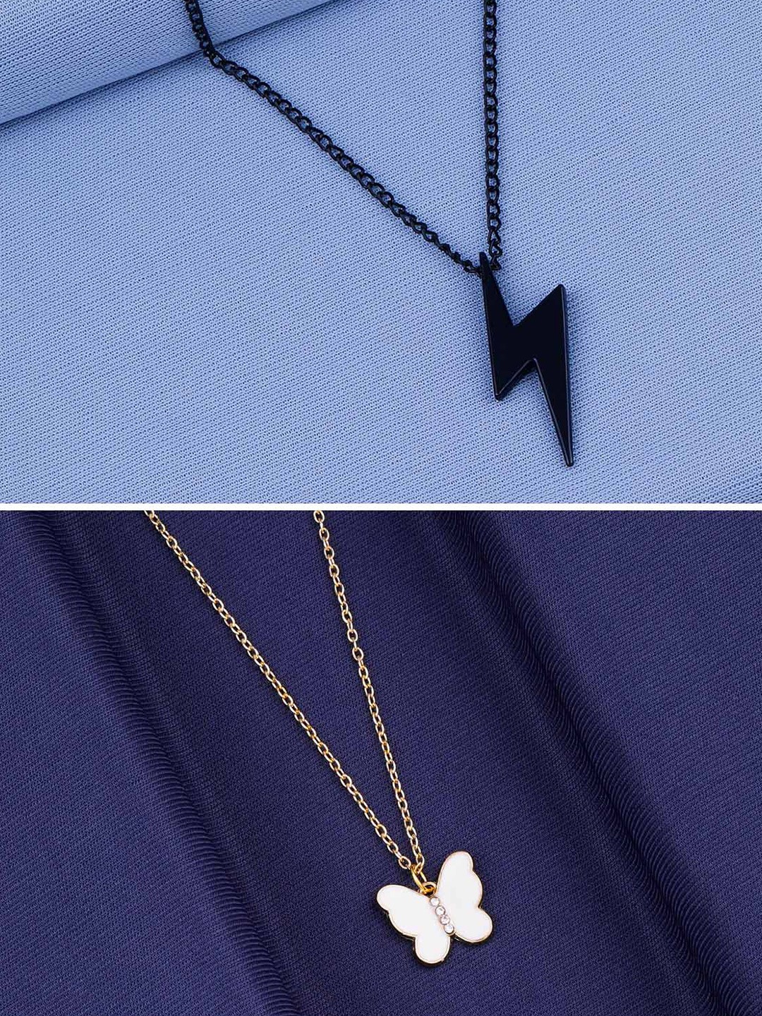 

Silver Shine Set Of 2 Gold-Plated Butterfly Pendant Chains