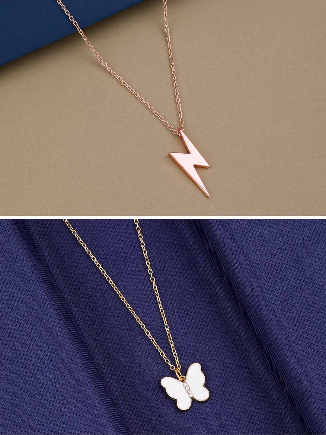 

Silver Shine Set Of 2 Gold-Plated Butterfly Pendant Chains