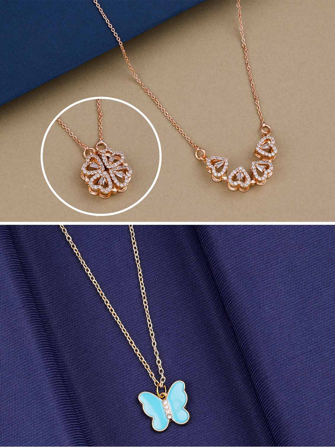 

Silver Shine Set Of 2 Gold-Plated Butterfly Pendant Chains