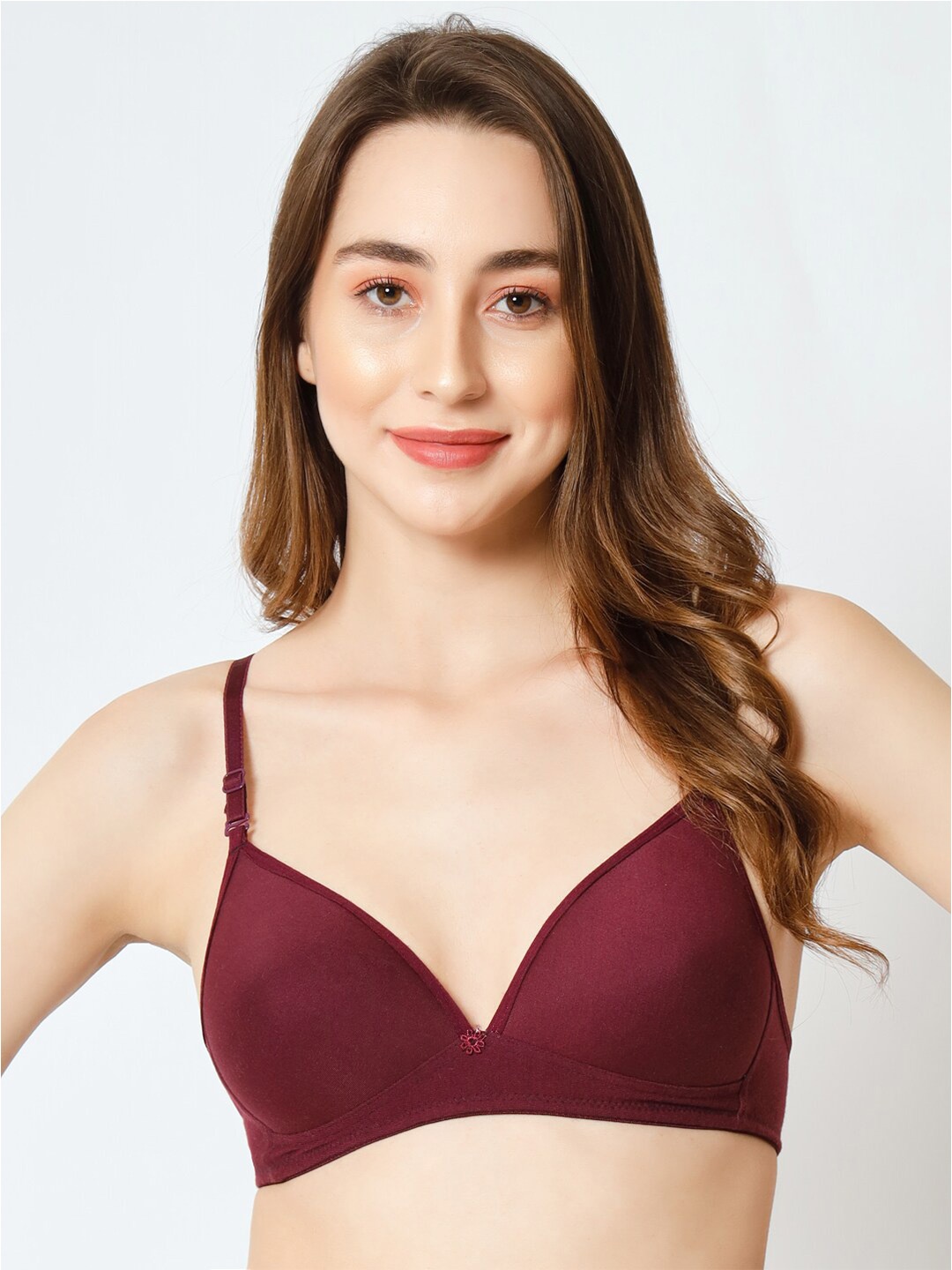 

Imsa Moda Half Coverage Lightly Padded All Day Comfort Seamless T-shirt Bra, Maroon