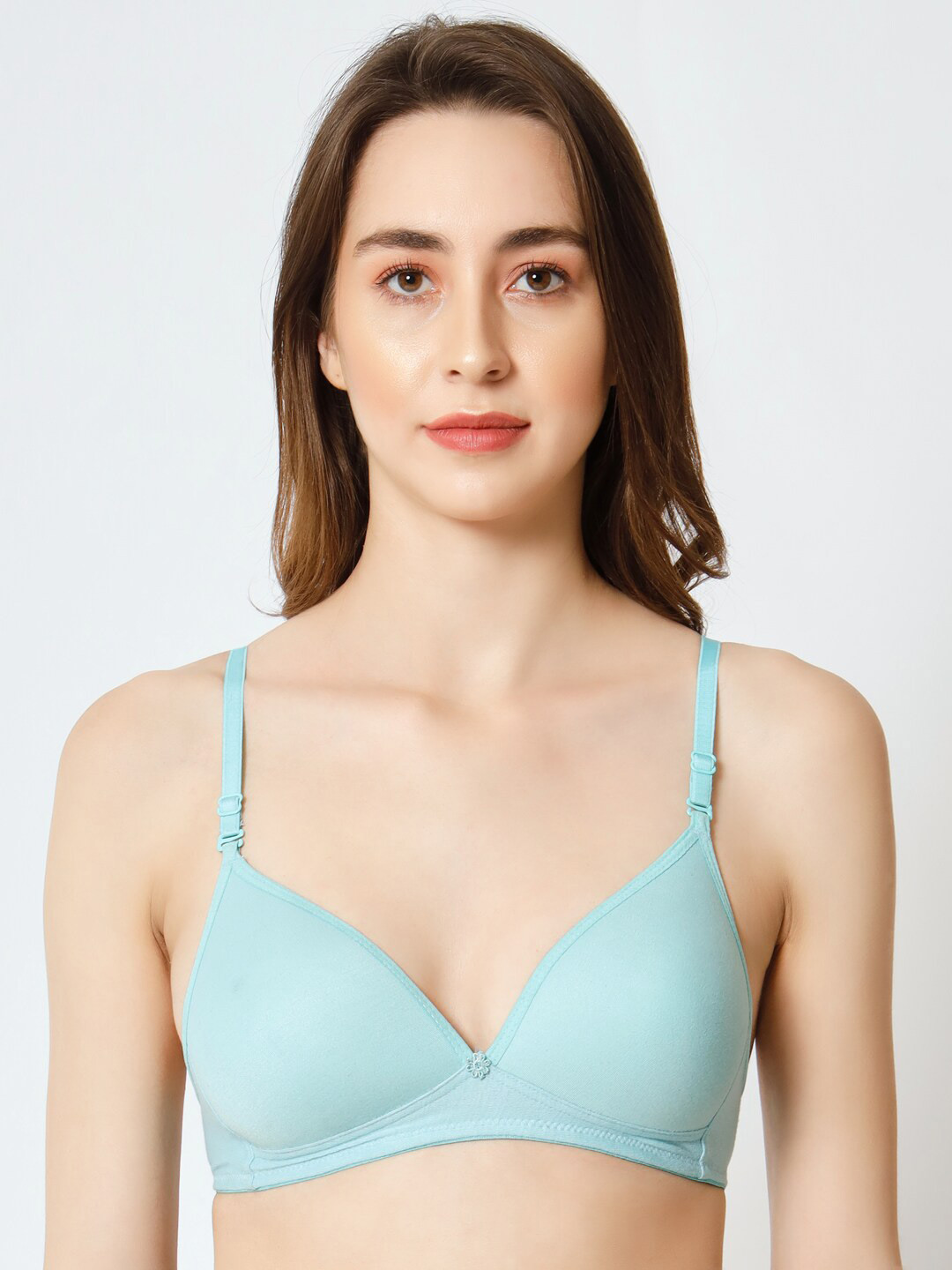 

Imsa Moda Half Coverage Lightly Padded All Day Comfort Seamless T-shirt Bra, Turquoise blue