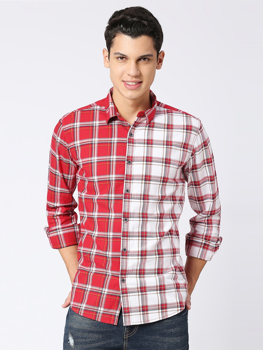 

Pepe Jeans Tartan Checked Opaque Pure Linen Casual Shirt, Red